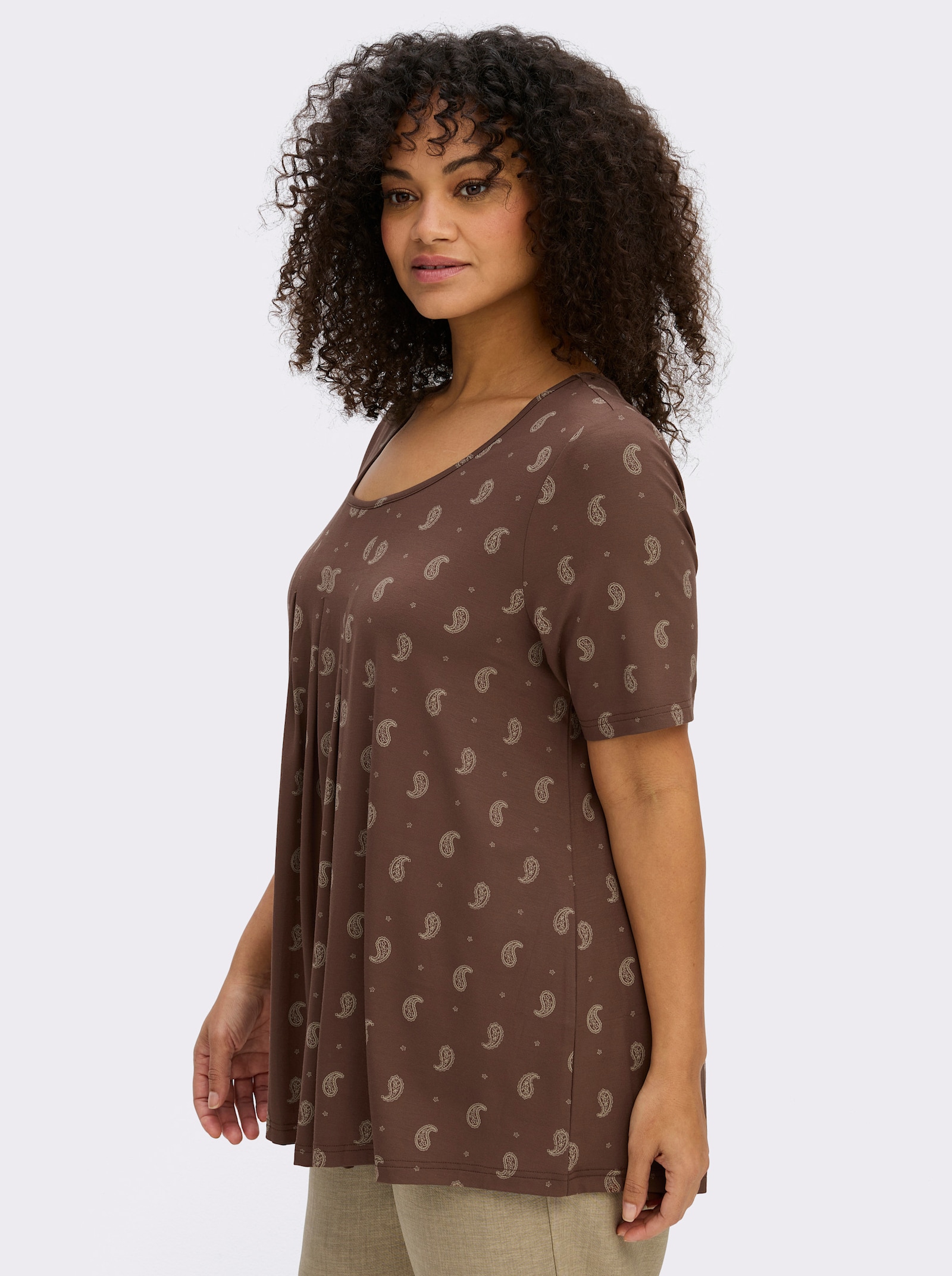 sheego Rundhalsshirt mit Paisleyprint - schoko-sesam-bedruckt