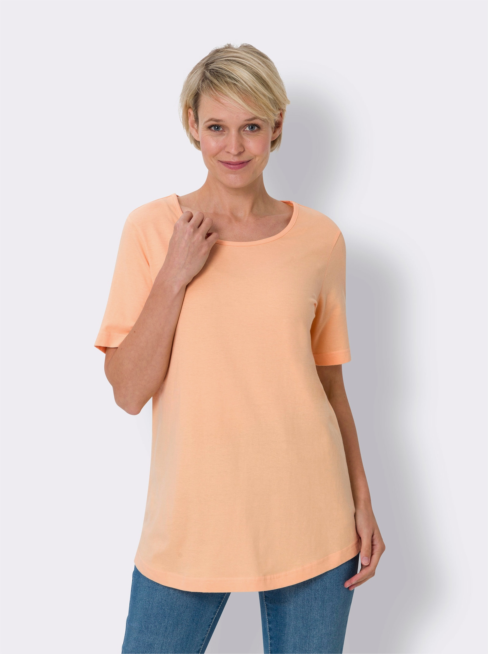 Longshirt im Doppelpack - himmelblau + apricot