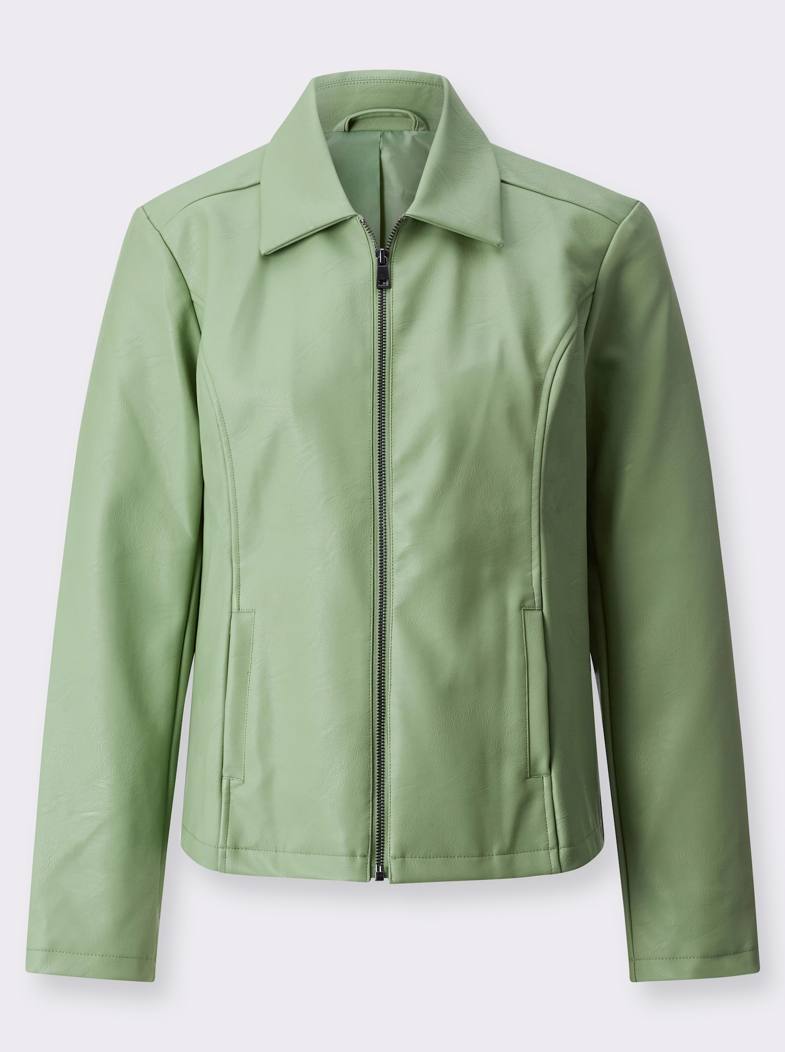 Lederimitatjacke mit Reißverschluss - eucalyptus