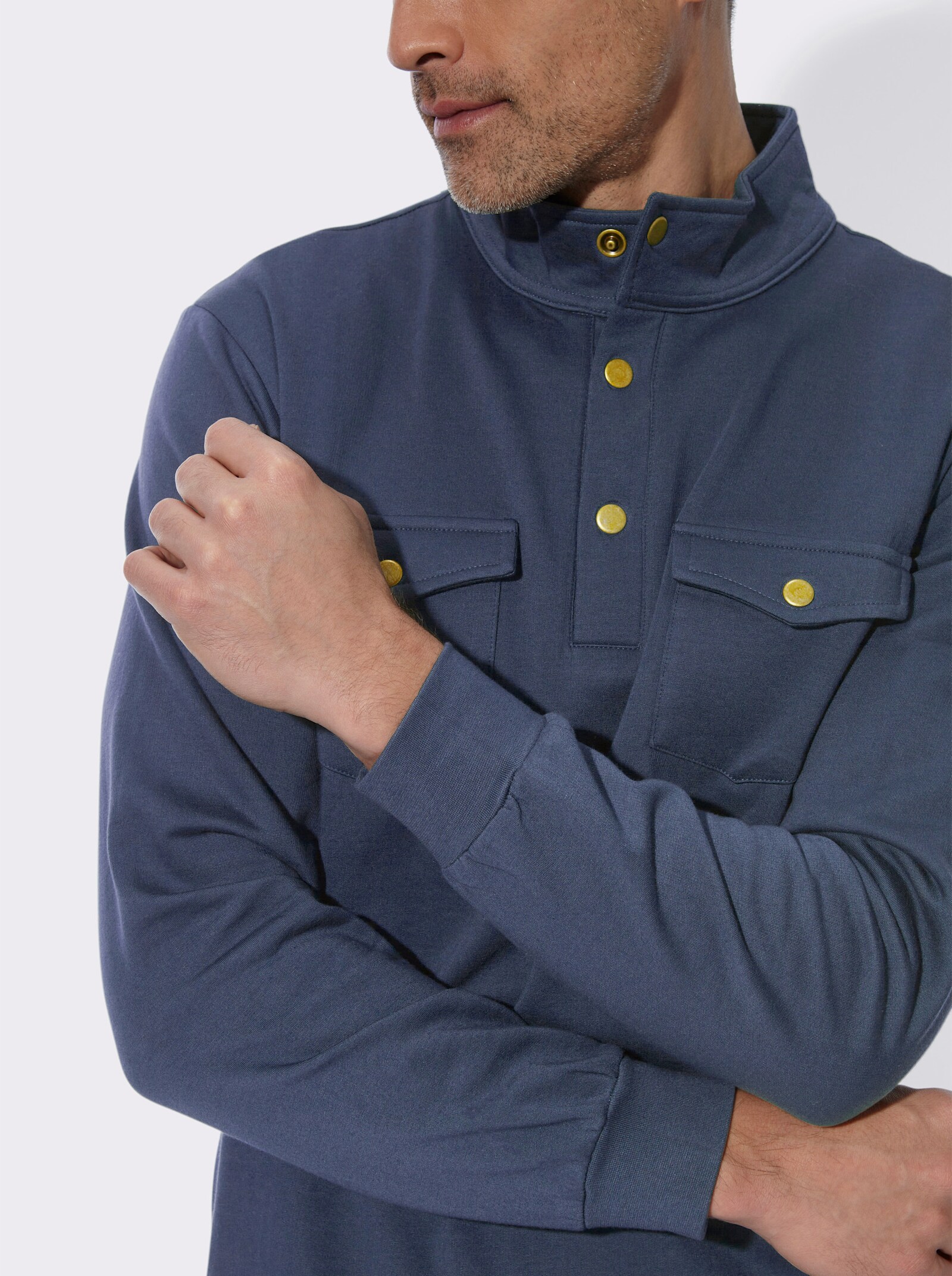 Sweatshirt mit Stehkragen - rauchblau