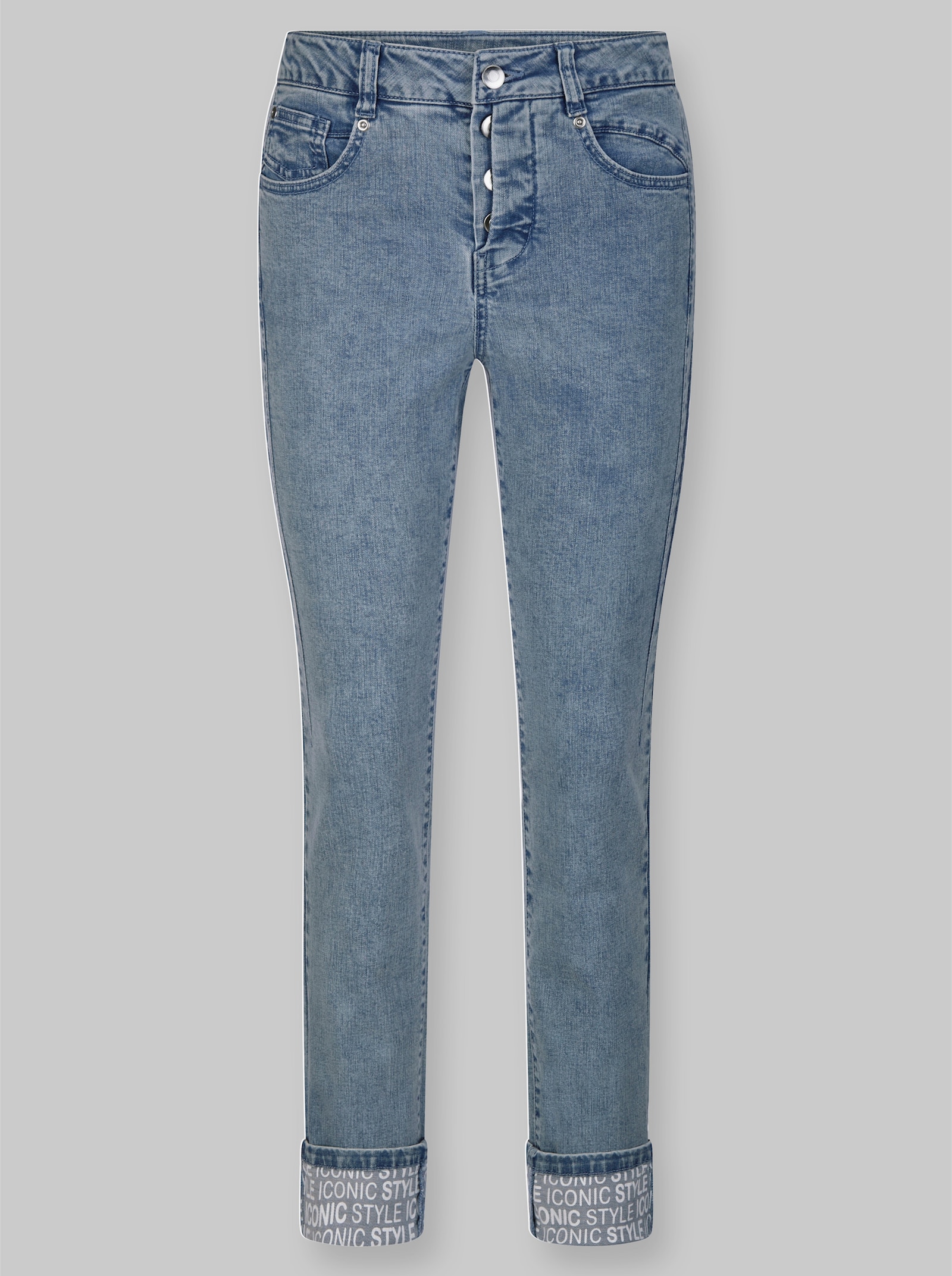 heine 5-pocketjeans met opschrift - blue-bleached