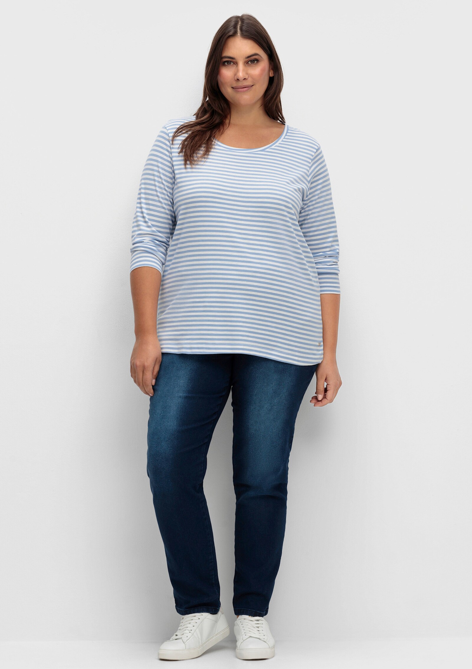 Streifenshirt aus Single-Jersey - bleu-ecru-geringelt