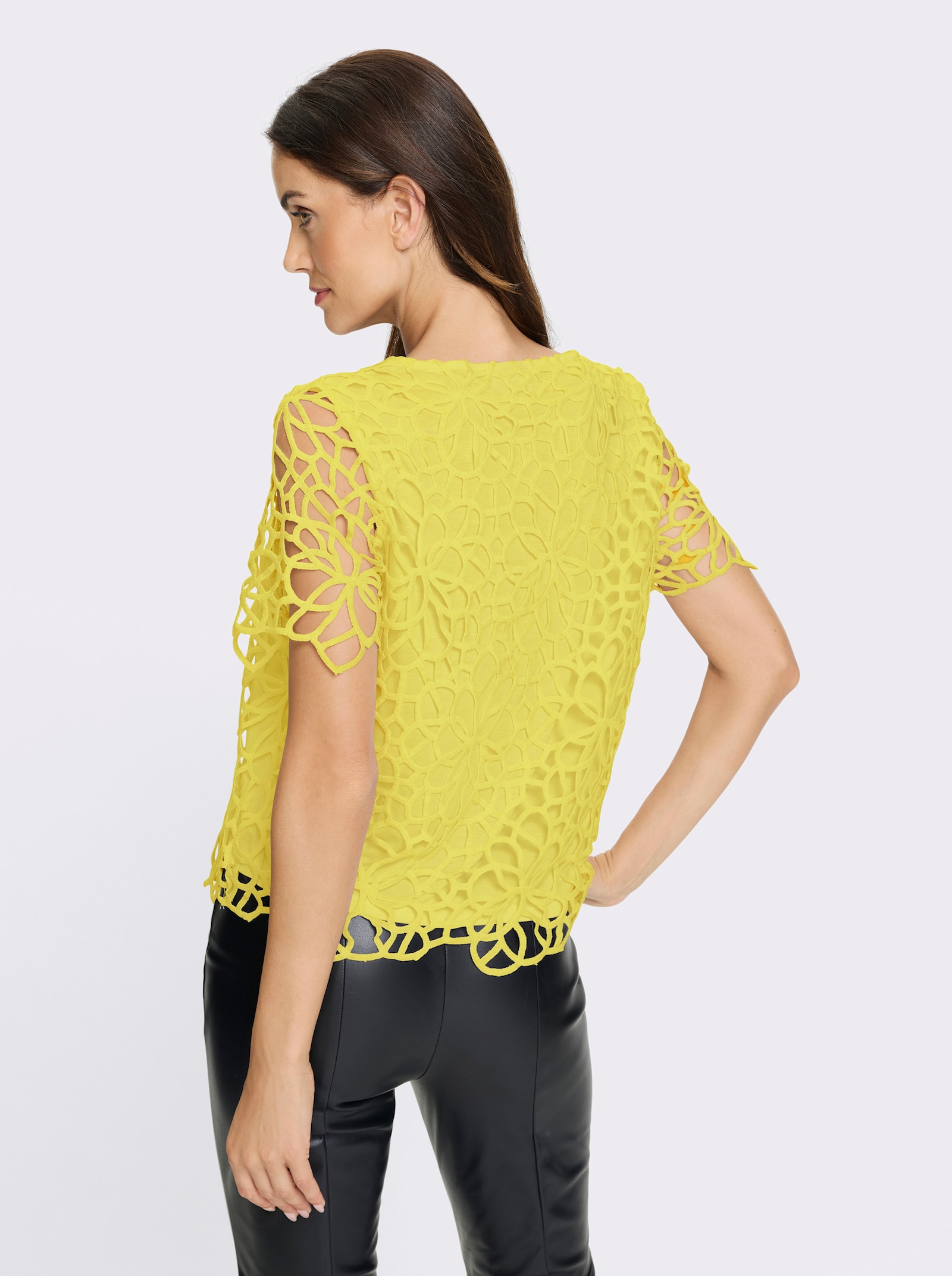 heine Spitzenbluse mit Floral-Dessin - limone