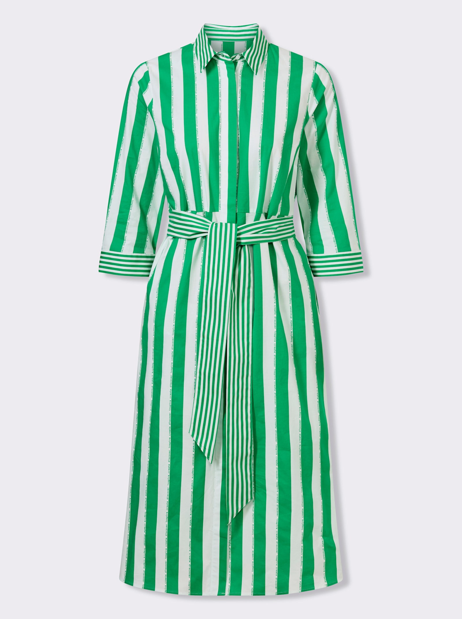 heine Hemdblusenkleid mit Streifen - grasgrün-ecru-gestreift