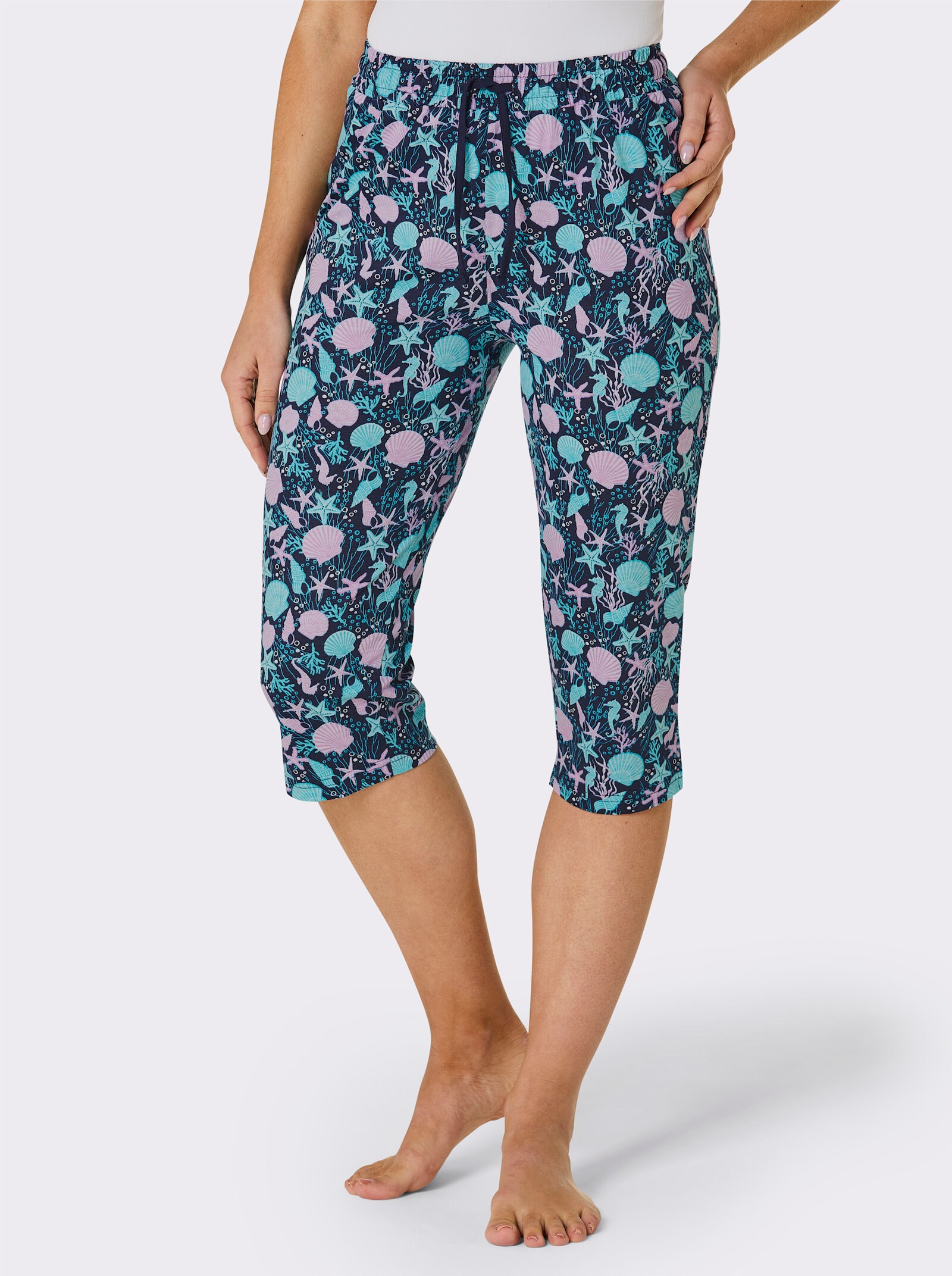 feel good Strandhose - marine-bedruckt + weiss-bedruckt