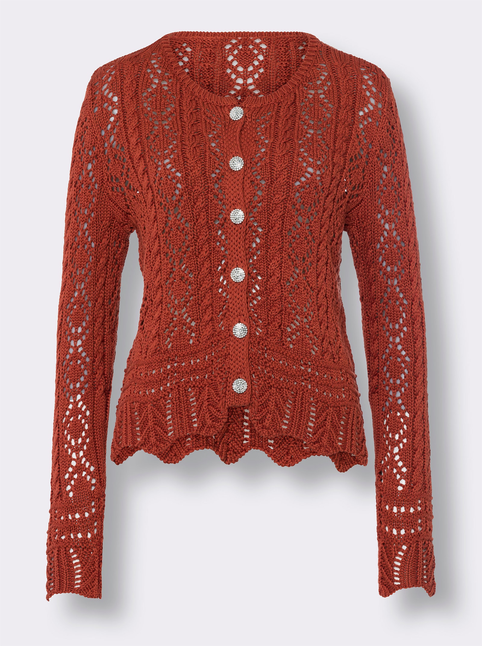 heine Ajourvest met golvende randen - roestrood