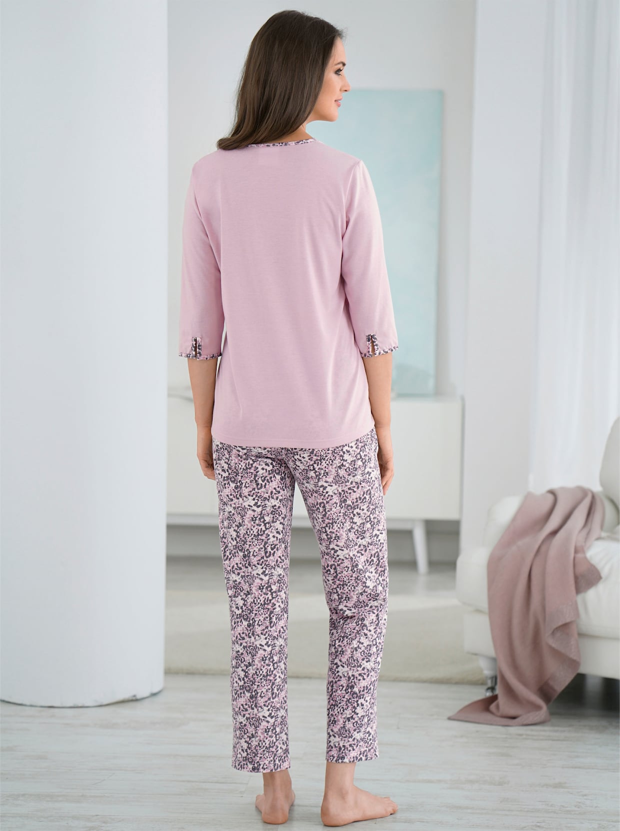 wäschepur Pyjama - roze/grijs geprint