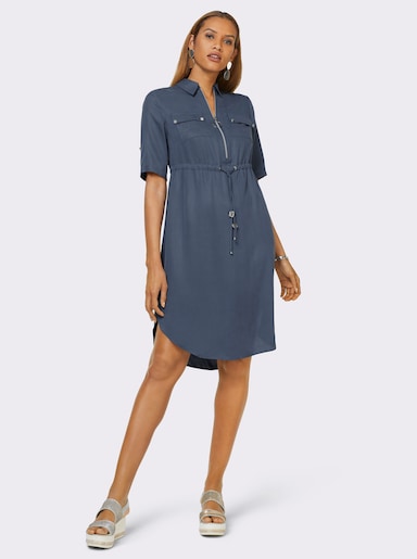 Hemdblusenkleid in Lyocell-Qualität - rauchblau