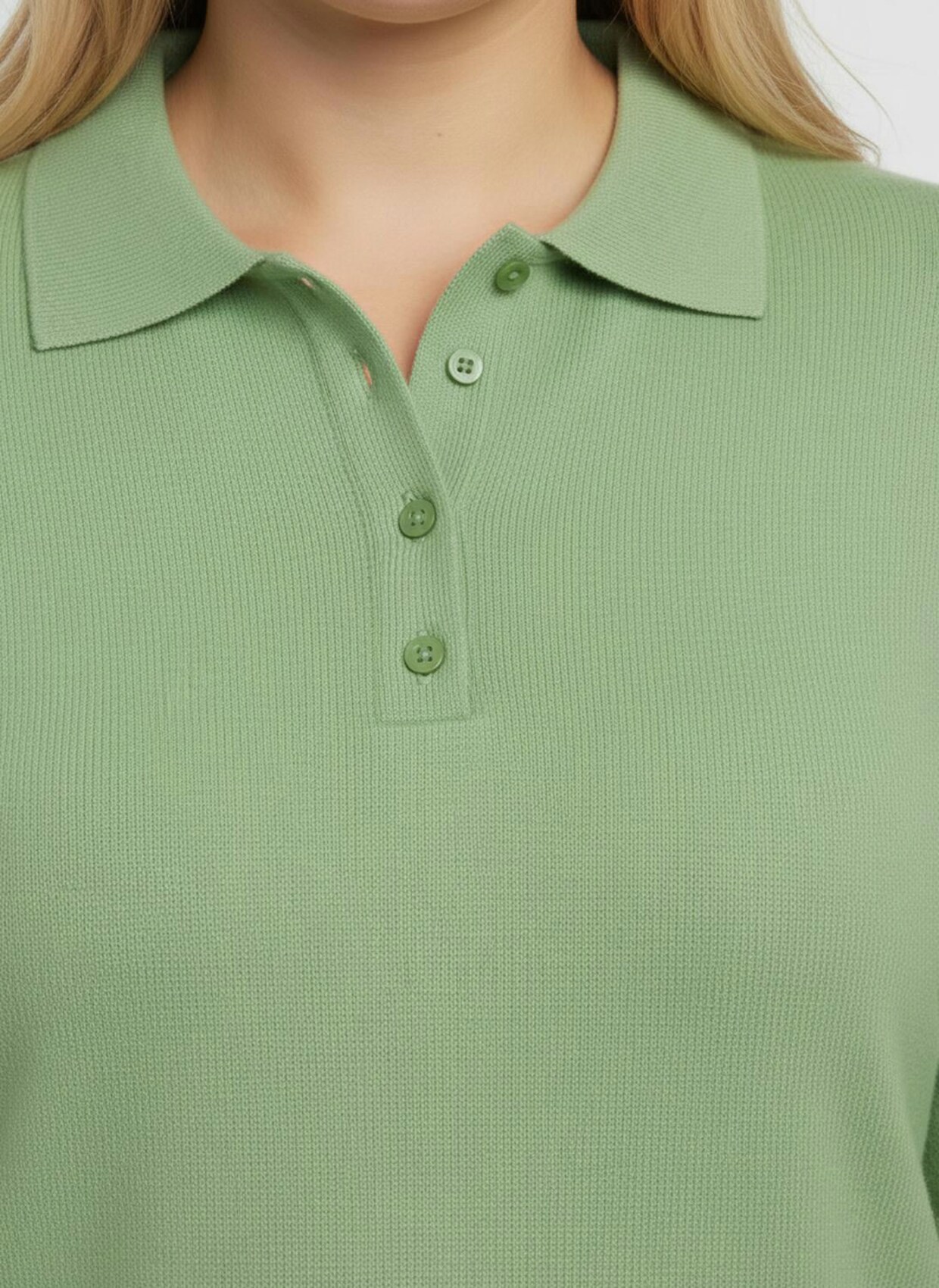 Polopullover mit kurzer Knopfleiste - apfel