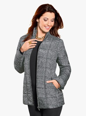 Steppjacke - schwarz-weiß-bedruckt