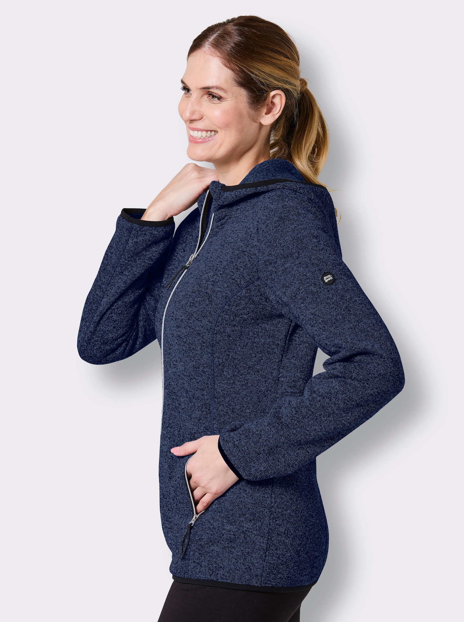 Catamaran Sports Strickfleecejacke mit Kapuze - marine-meliert