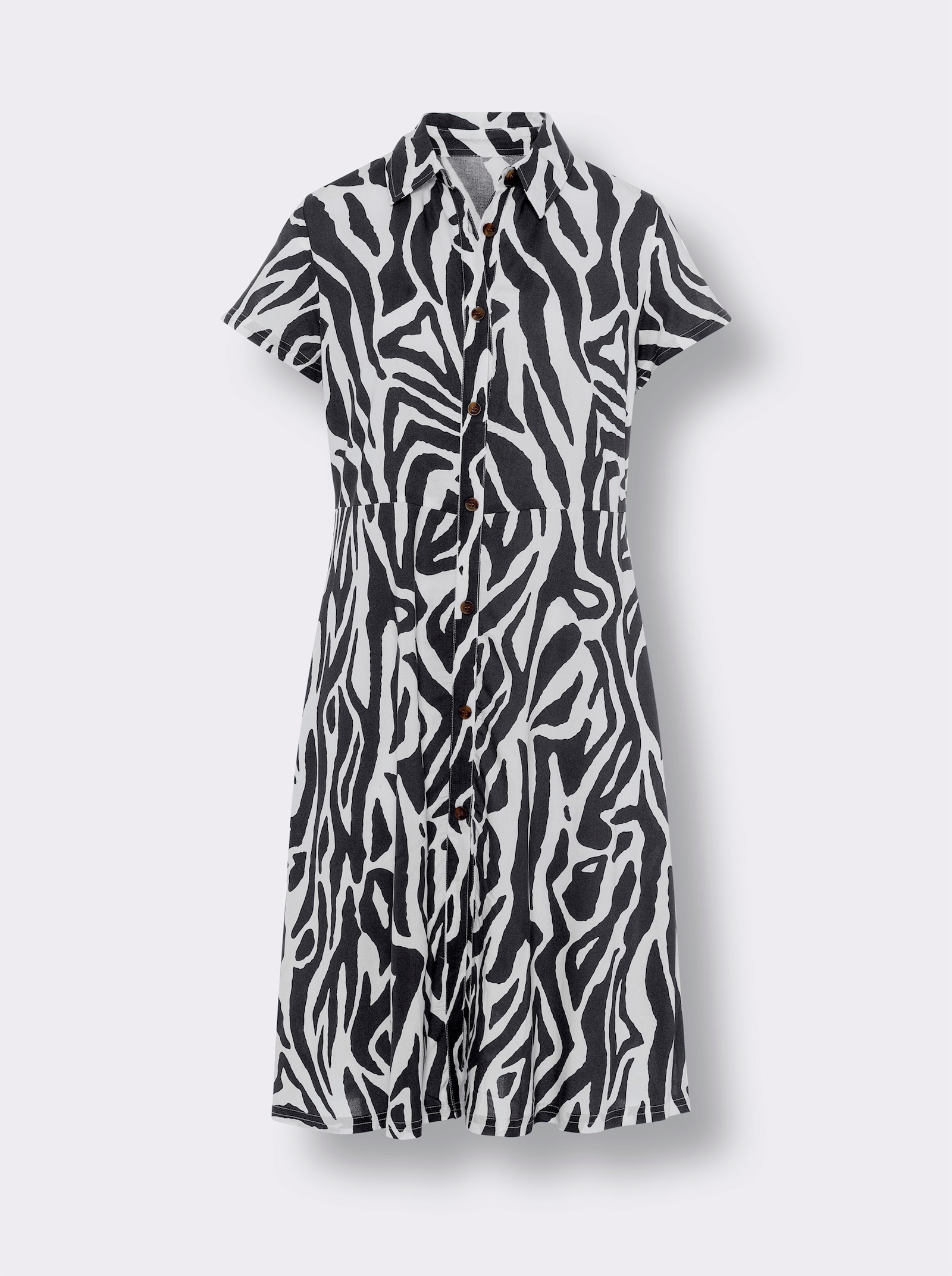 Sommerkleid im Animal-Dessin - schwarz-weiß-bedruckt