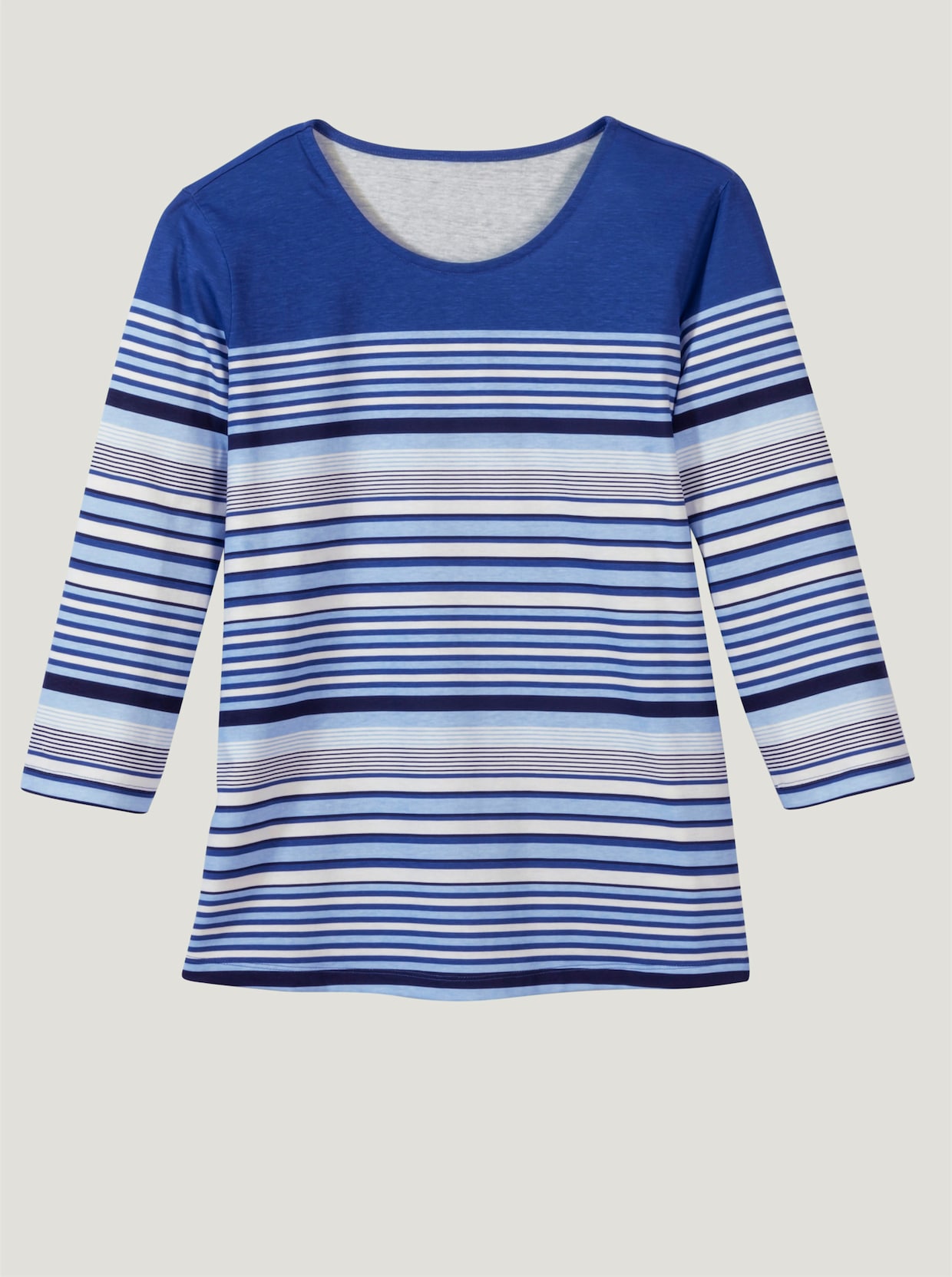3/4-Arm-Shirt - jeansblau-ecru-geringelt