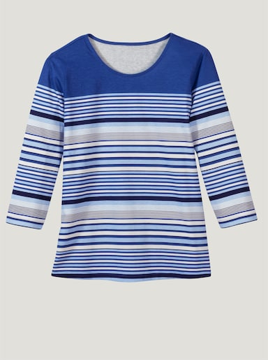 3/4-Arm-Shirt - jeansblau-ecru-geringelt