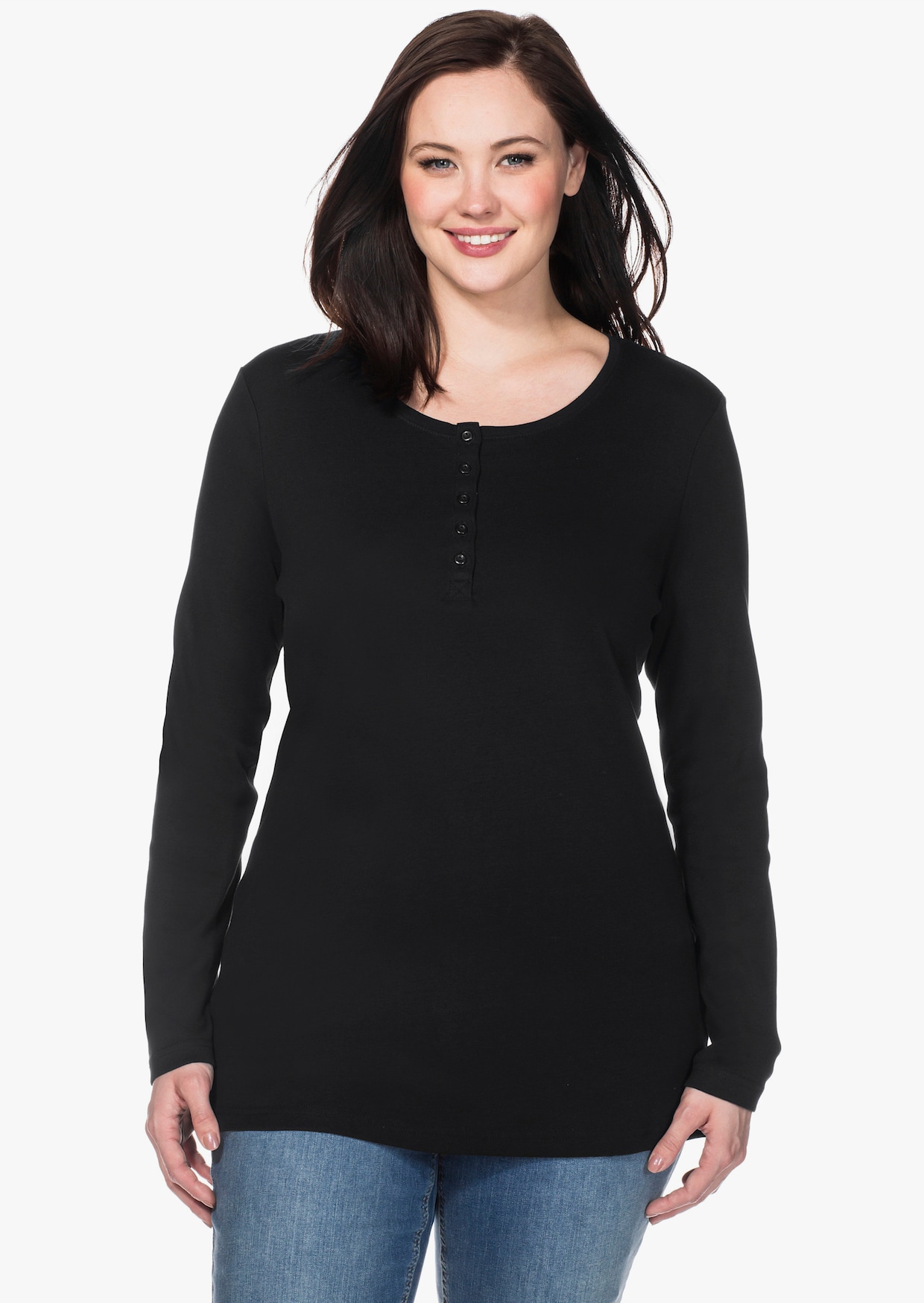 sheego Langarmshirt - schwarz