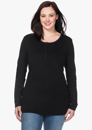 sheego Langarmshirt - schwarz
