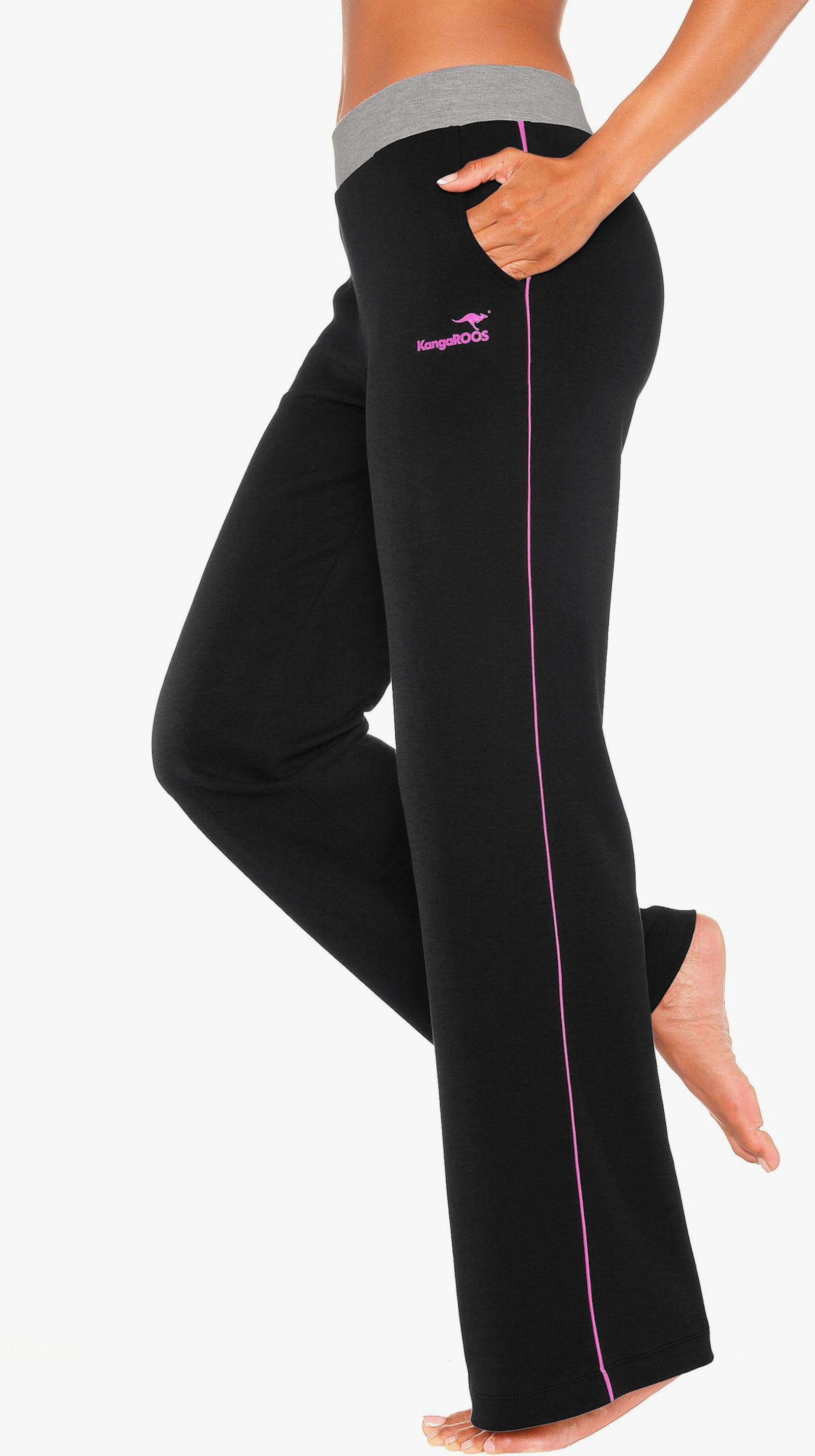 KangaROOS Relaxhose - schwarz-pink-pink