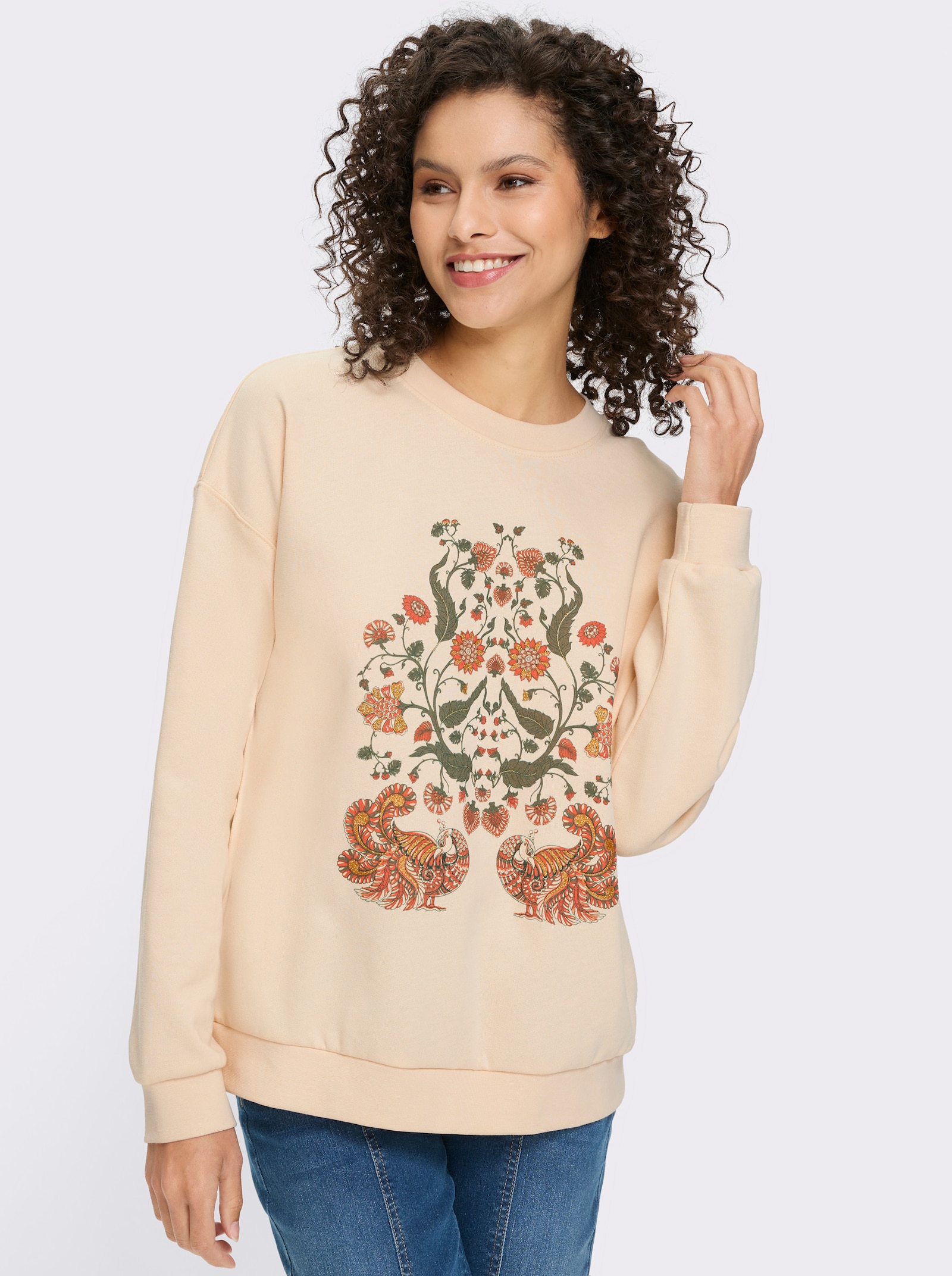 heine Sweatshirt mit Blütendruck - champagner