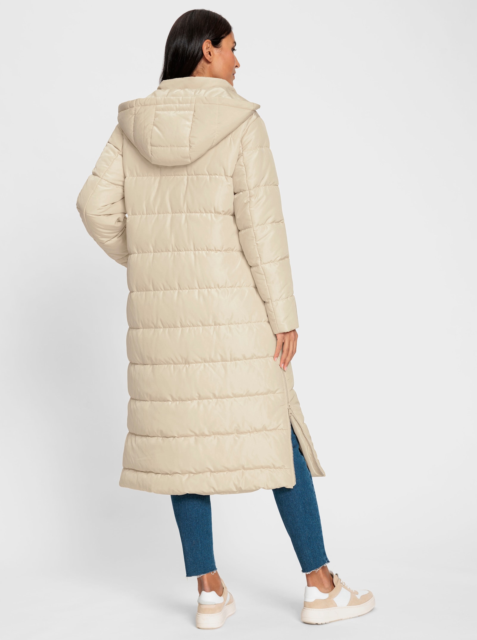 heine Steppmantel mit abknöpfbarer Kapuze - sand