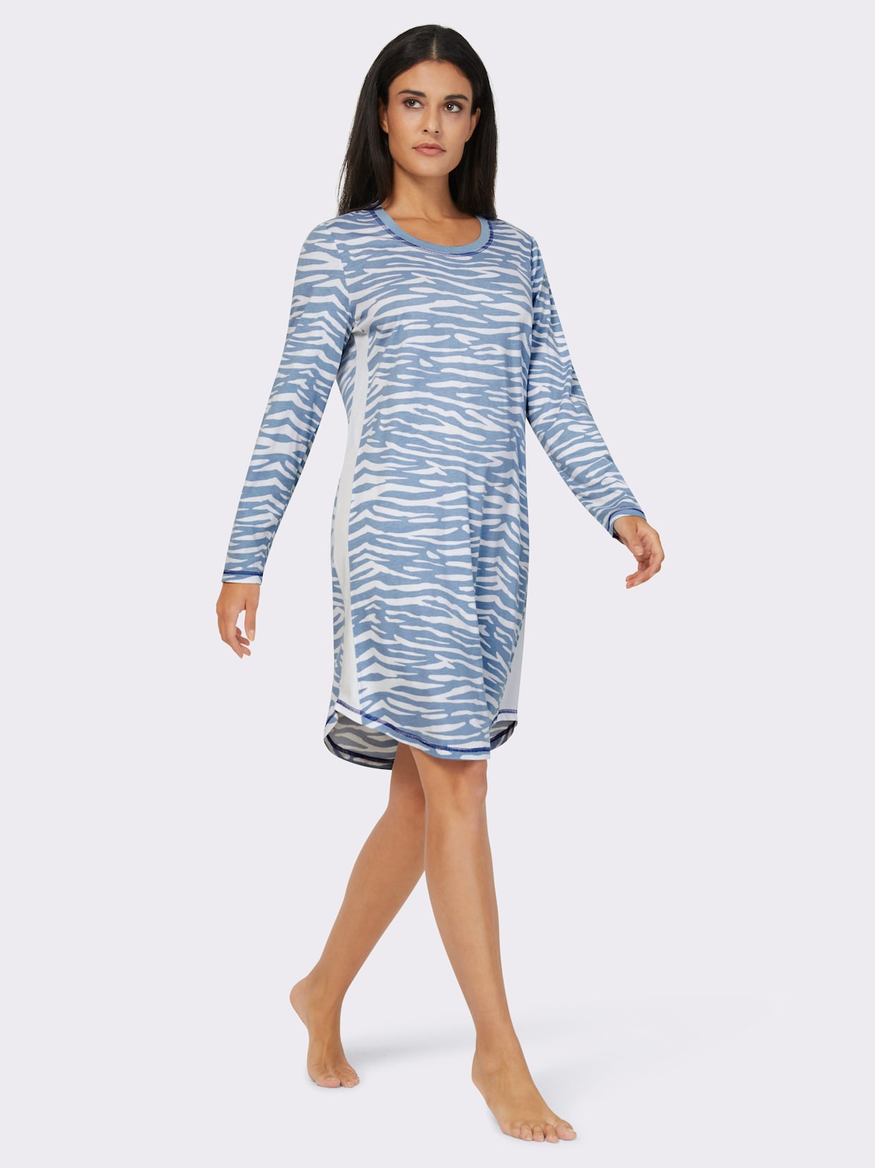 wäschepur Sleepshirt - ecru-bleu-bedruckt