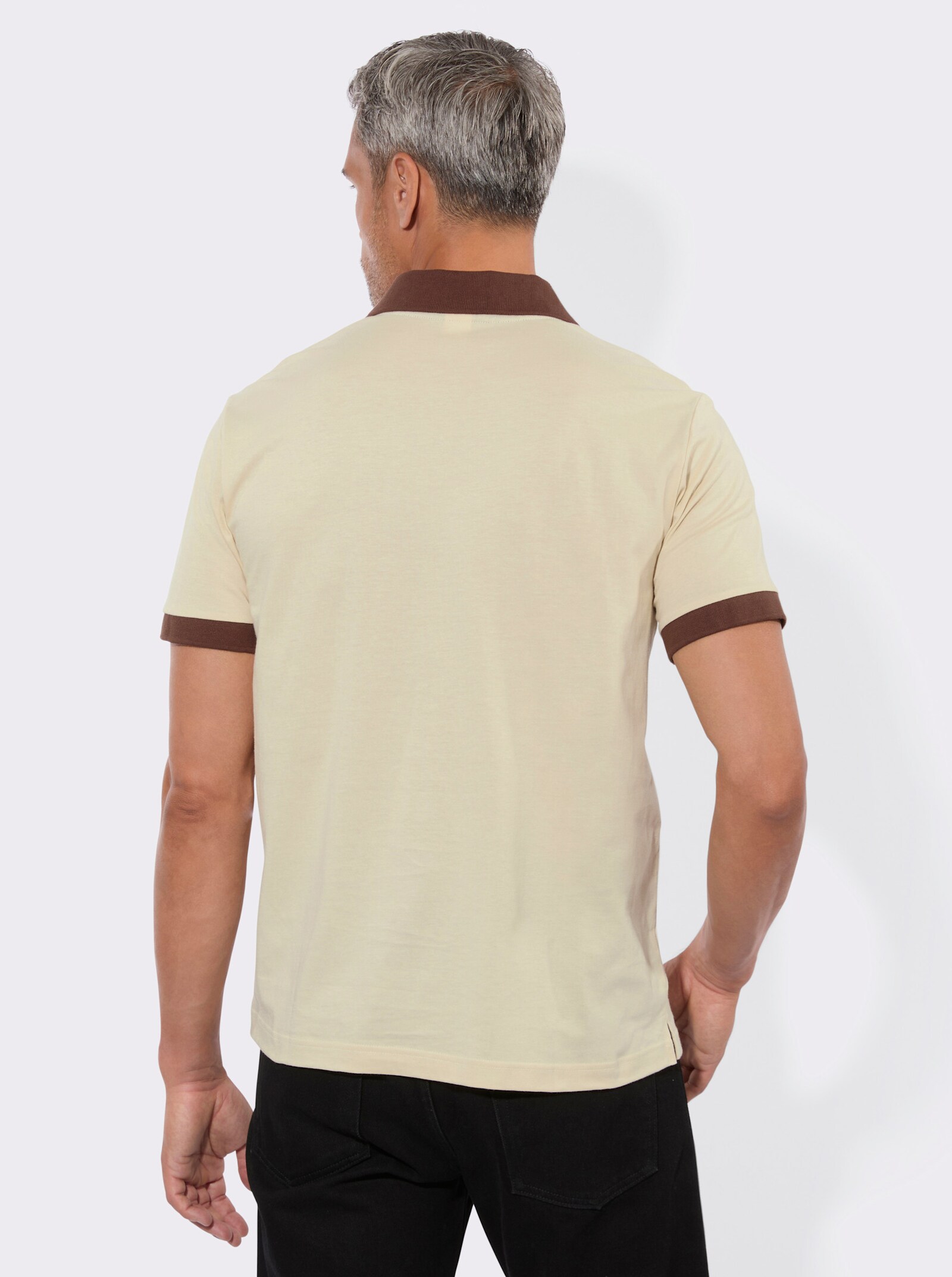 Poloshirt in Kontrast-Verarbeitung - sand-schoko