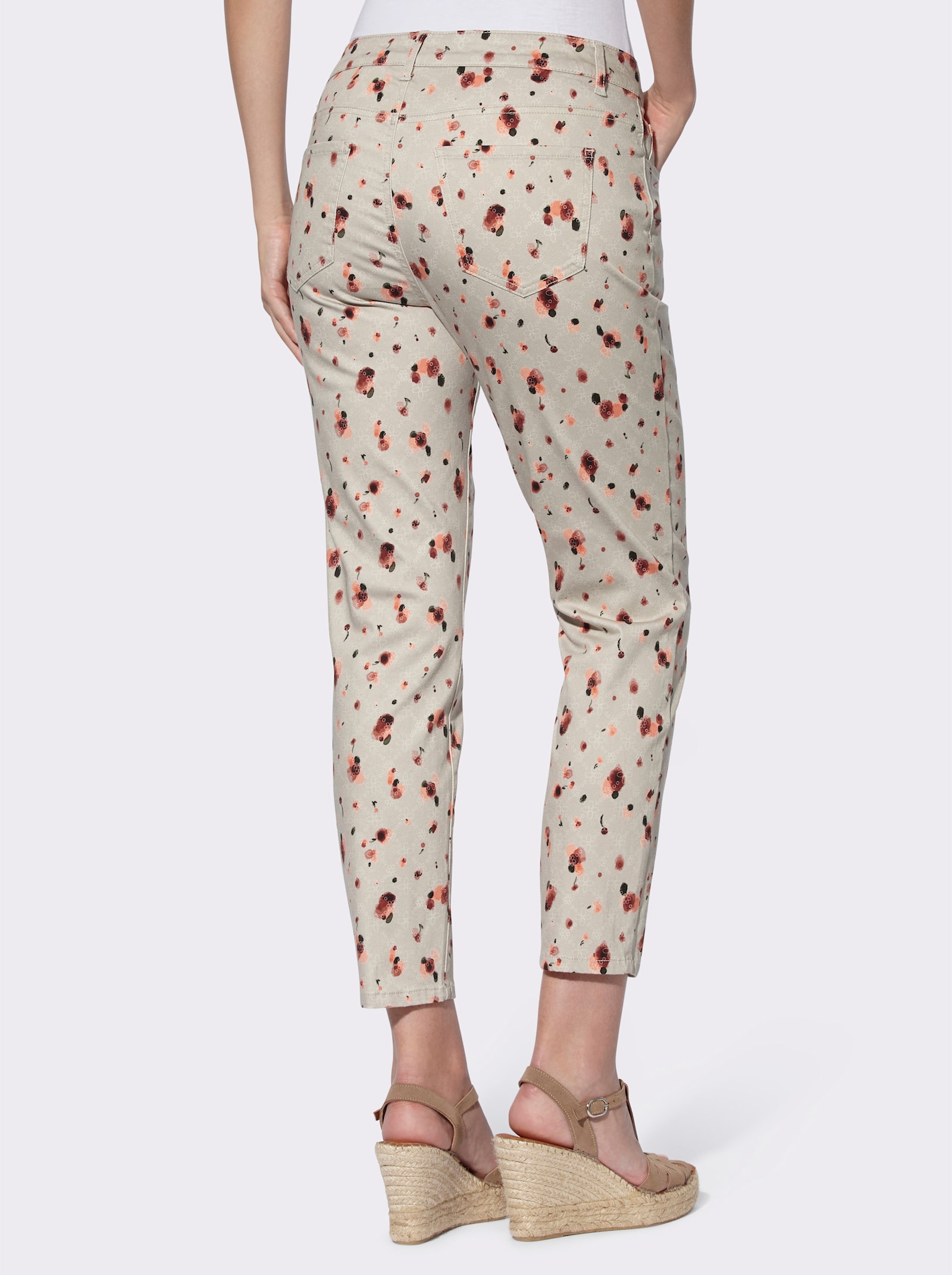 heine 7/8-jeans in enkellengte - zand/papaja bedrukt