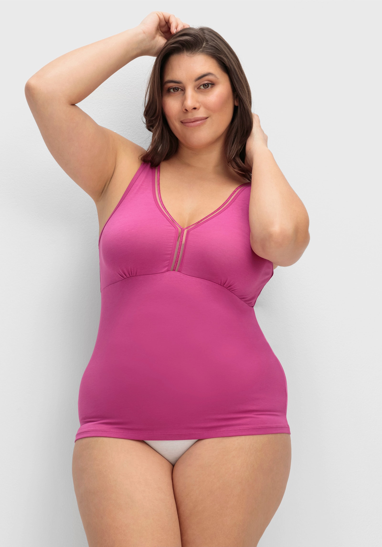 wäschepur BH-Hemd mit elastischem Zierband - magenta