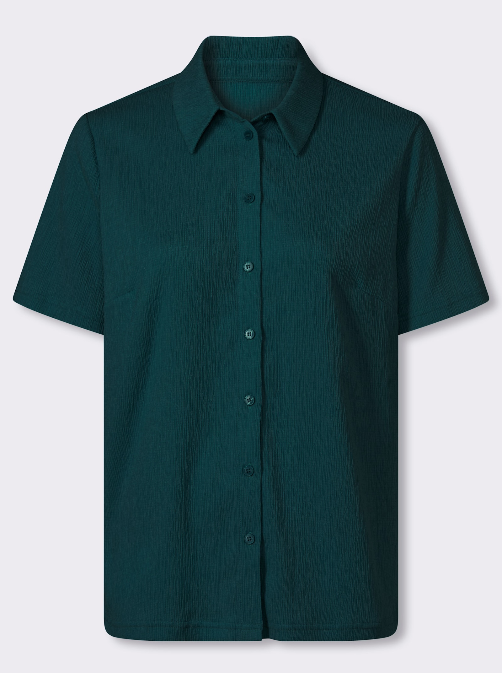 Blouse met plooien en korte mouwen - petrol