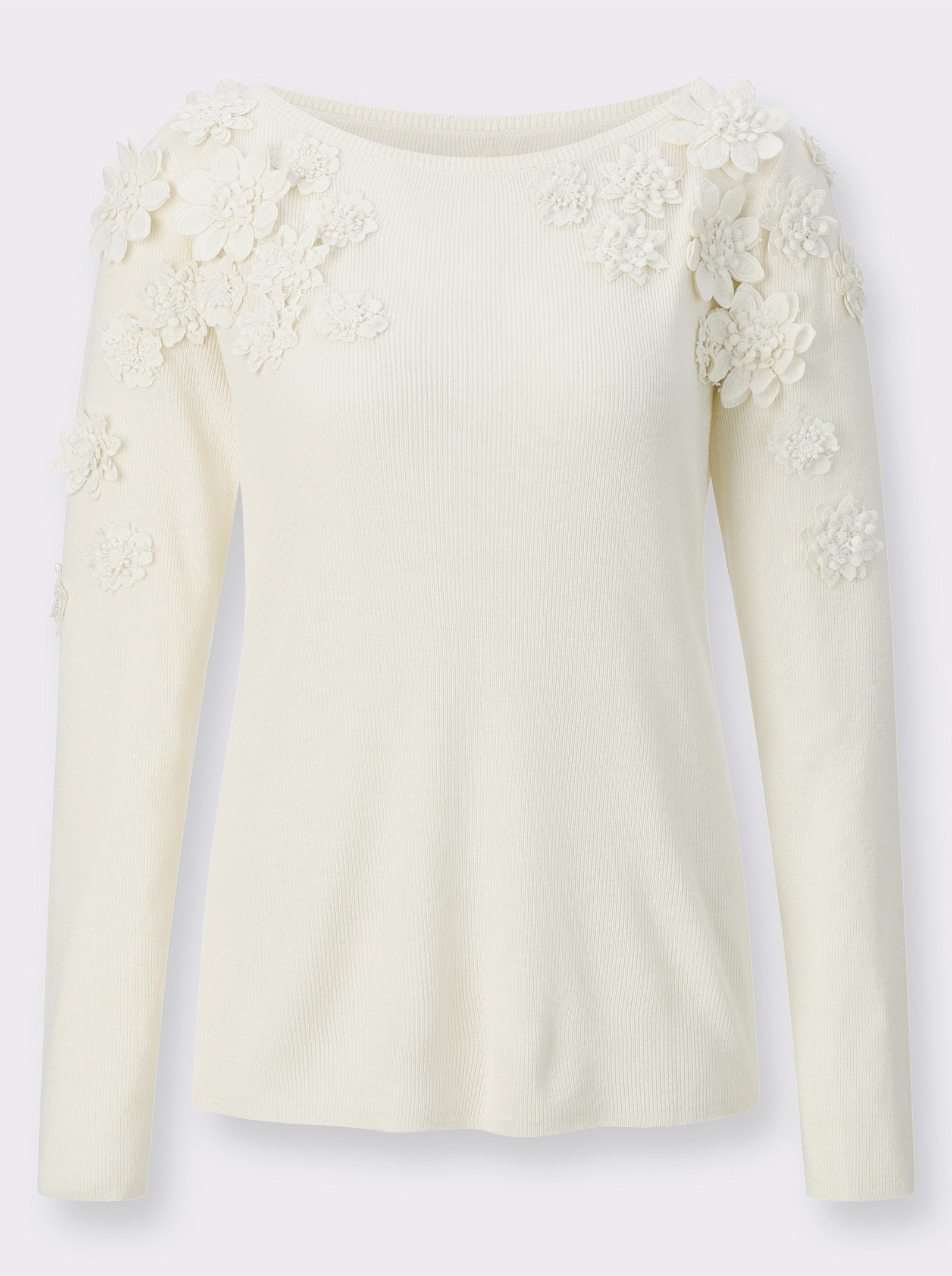 Langarm-Pullover im wärmenden Viskose-Woll-Mix - champagner