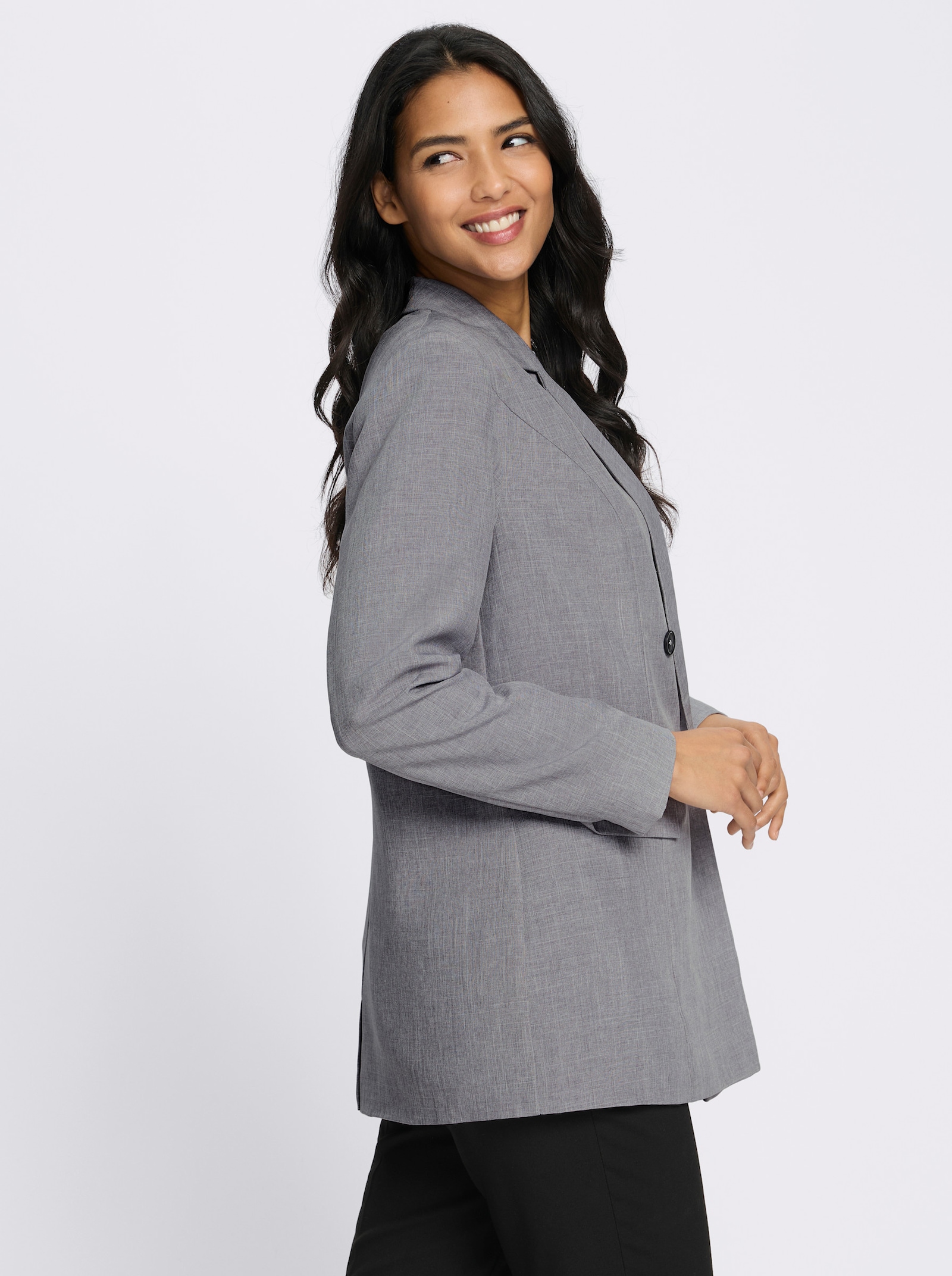 Blazer mit Pattentaschen - hellgrau-meliert