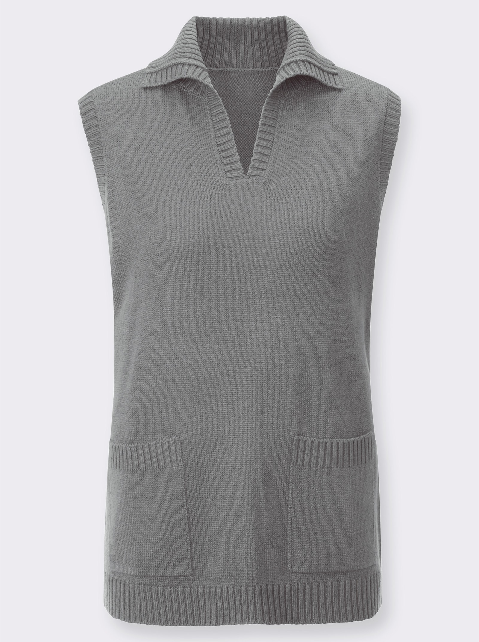Pullunder mit Umlegekragen - grau