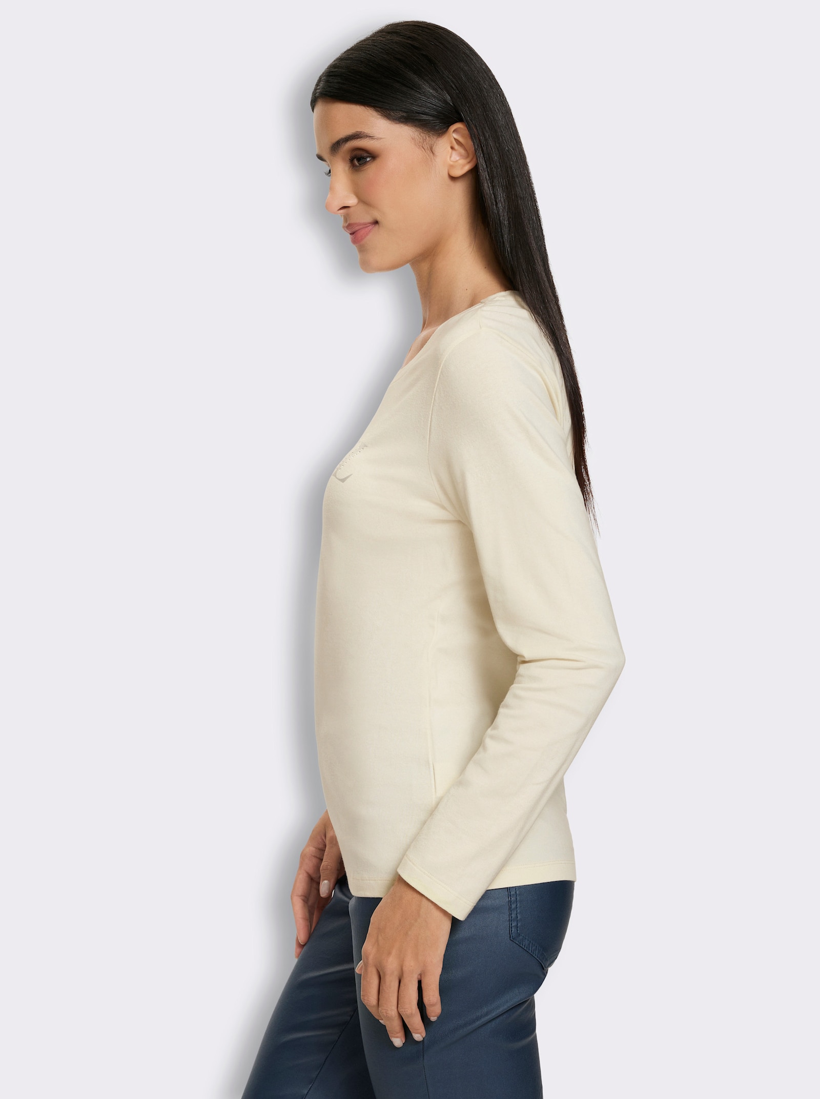 heine Langarmshirt mit Glitzersteinchen - champagner