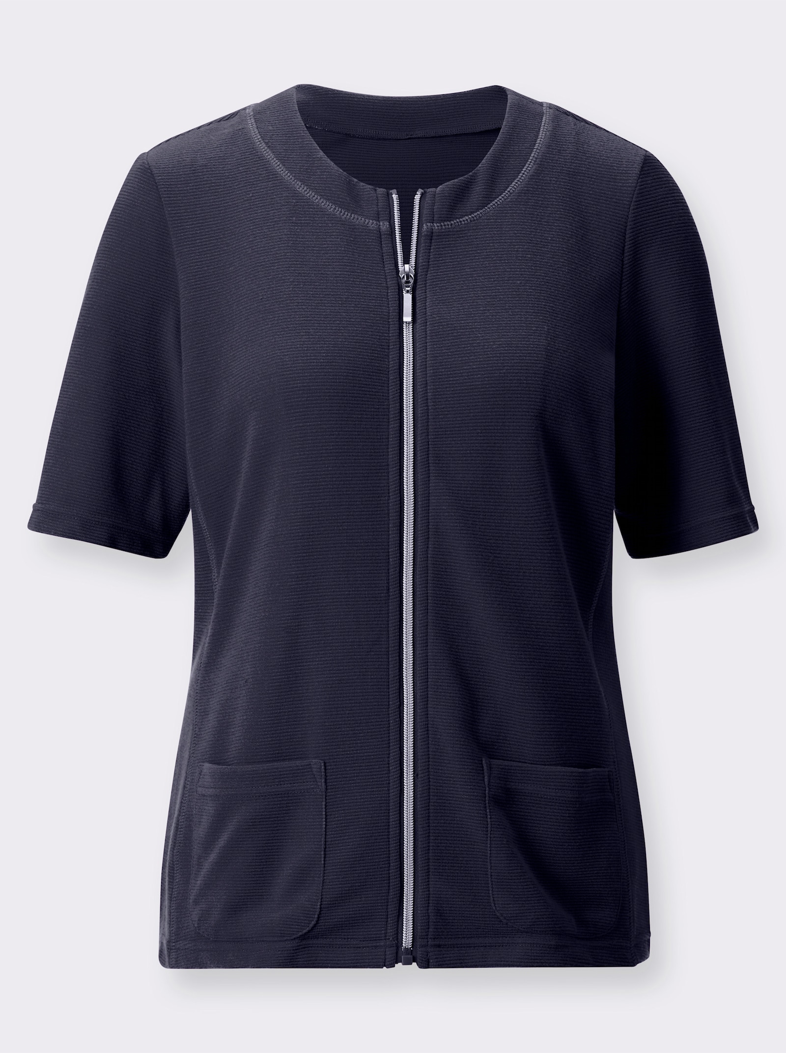 Úpletový žakárový kabátik - námornícka modrá