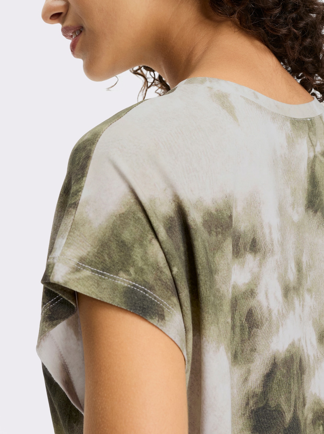 heine Kurzarmshirt - khaki-ecru-bedruckt