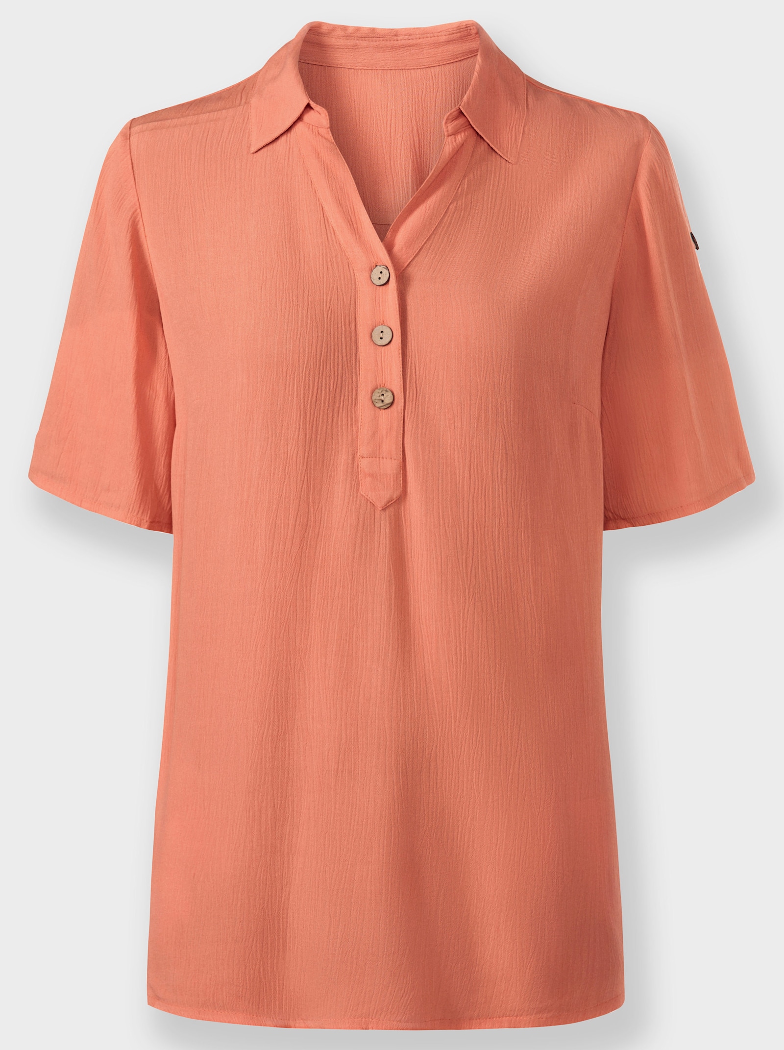 Schlupfbluse mit kurzen, krempelbaren Ärmeln - papaya