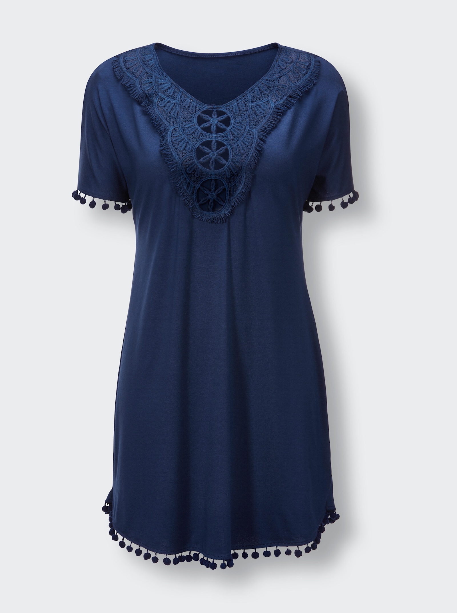 pastunette Strandtunika mit Bommeln - blau
