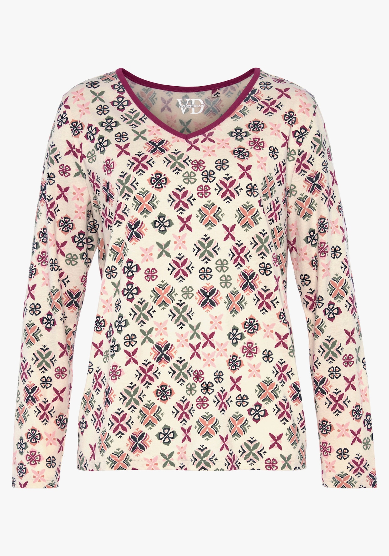 Vivance Dreams Pyjama - bordeaux gedessineerd