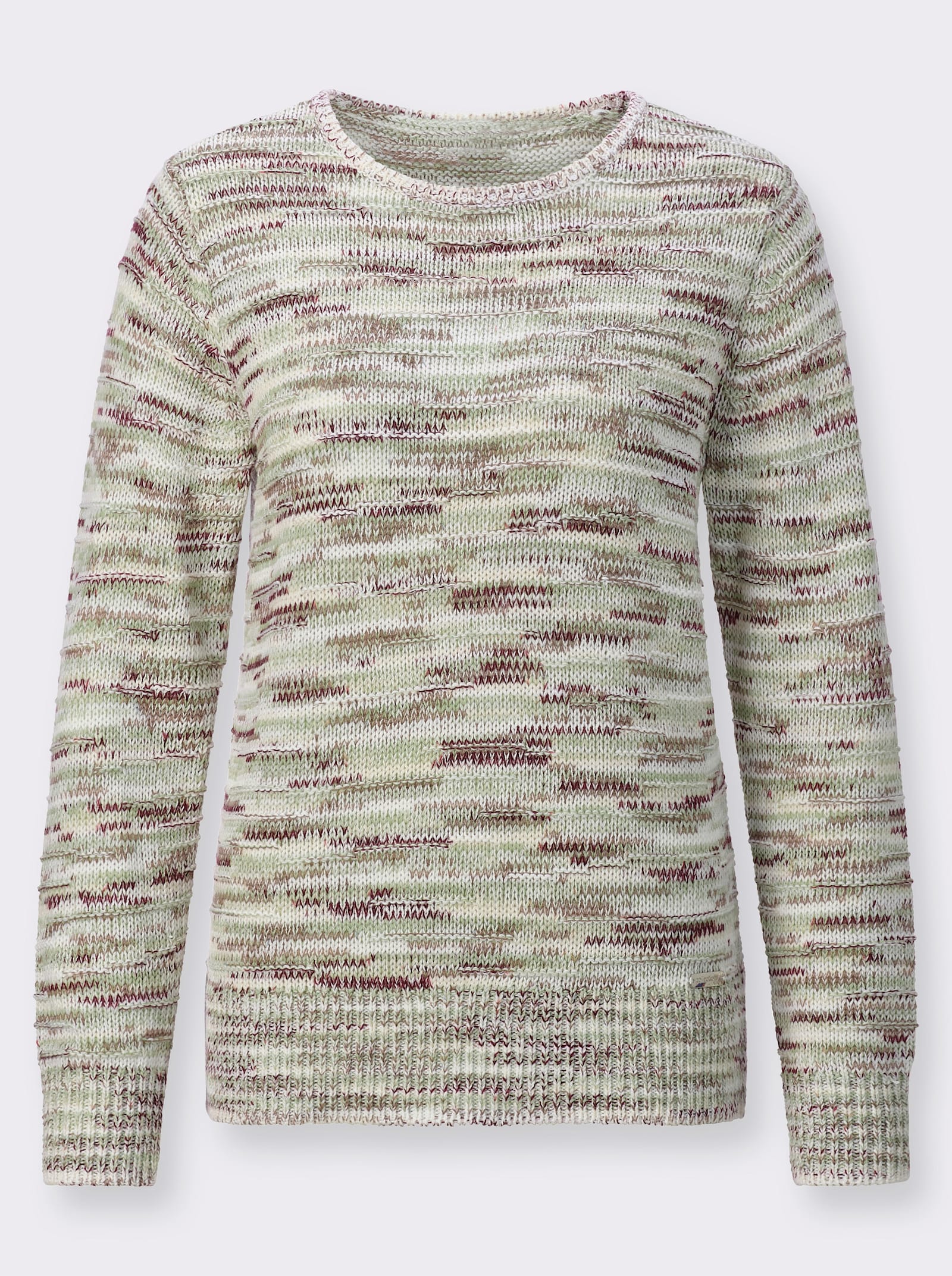 Pullover im Baumwoll-Mix - ecru-eucalyptus-gemustert