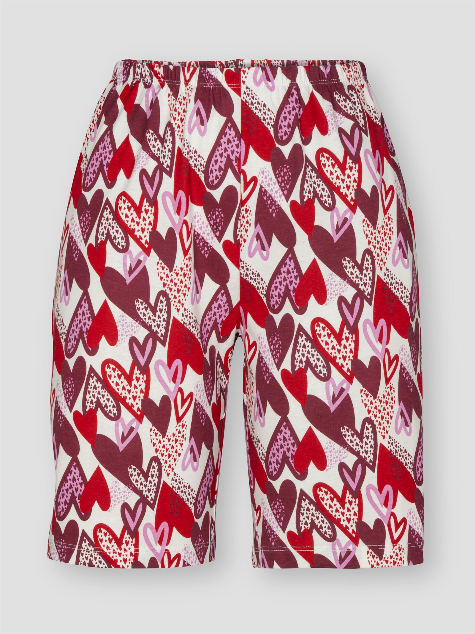 Shorty mit Herzchen-Muster - schwarz-rot-bedruckt