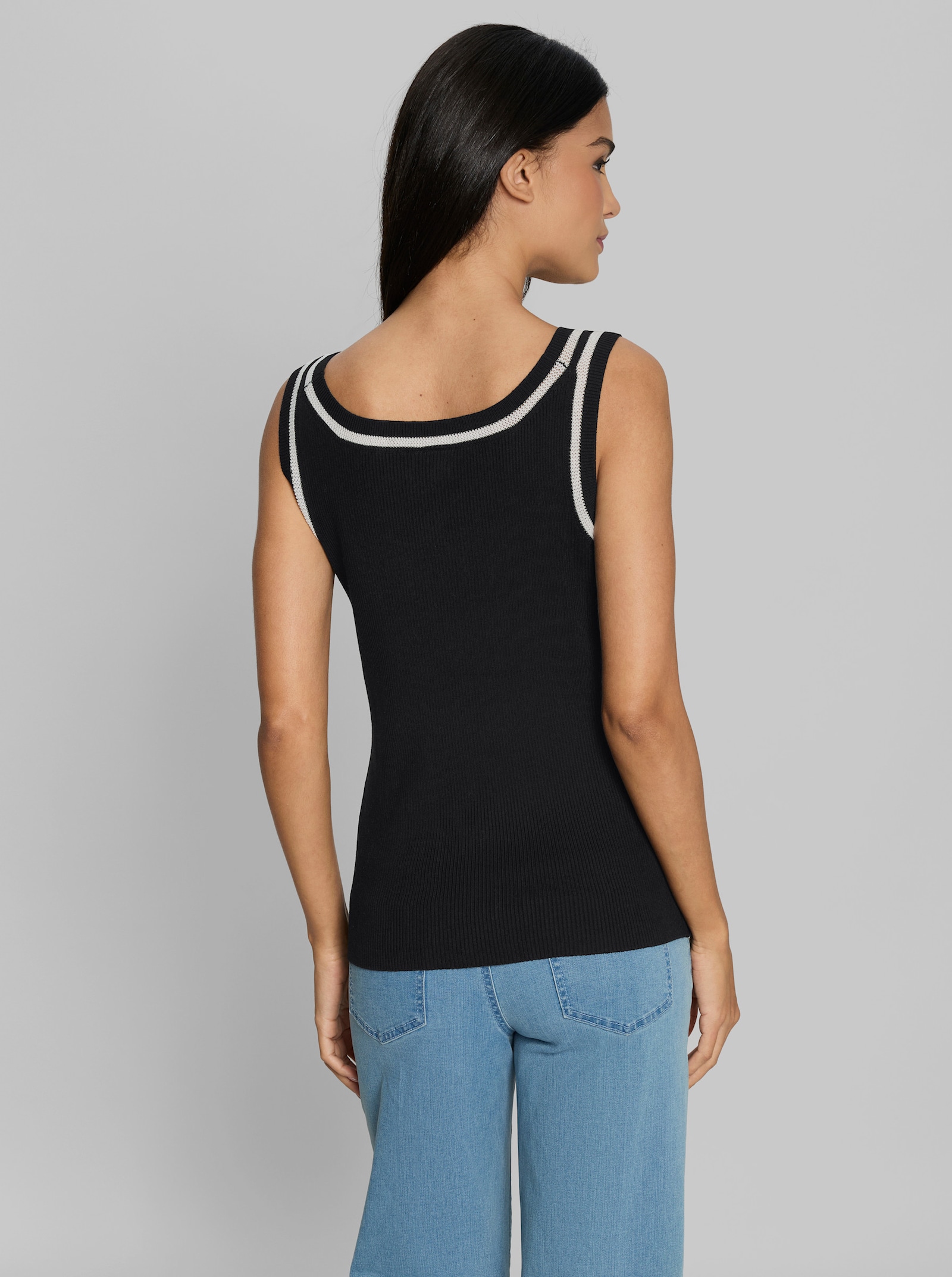 heine Stricktop mit Kontrast-Details - schwarz
