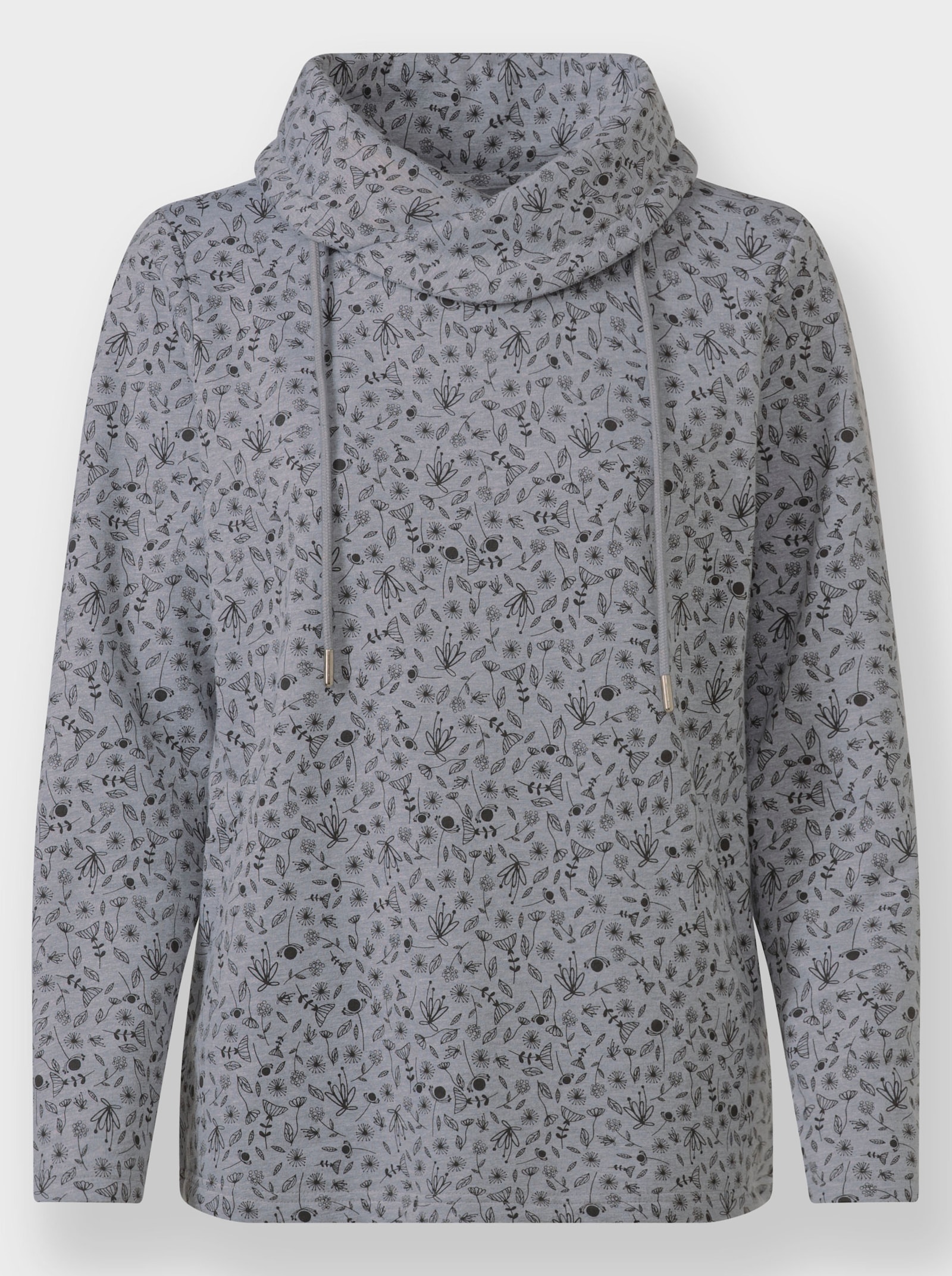 Sweatshirt mit überlappenden Rollkragen - grau-graphit-bedruckt