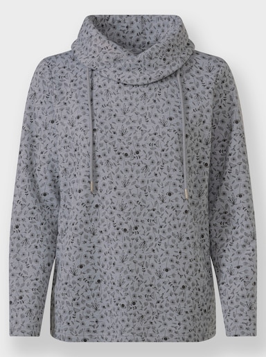 Sweatshirt mit überlappenden Rollkragen - grau-graphit-bedruckt