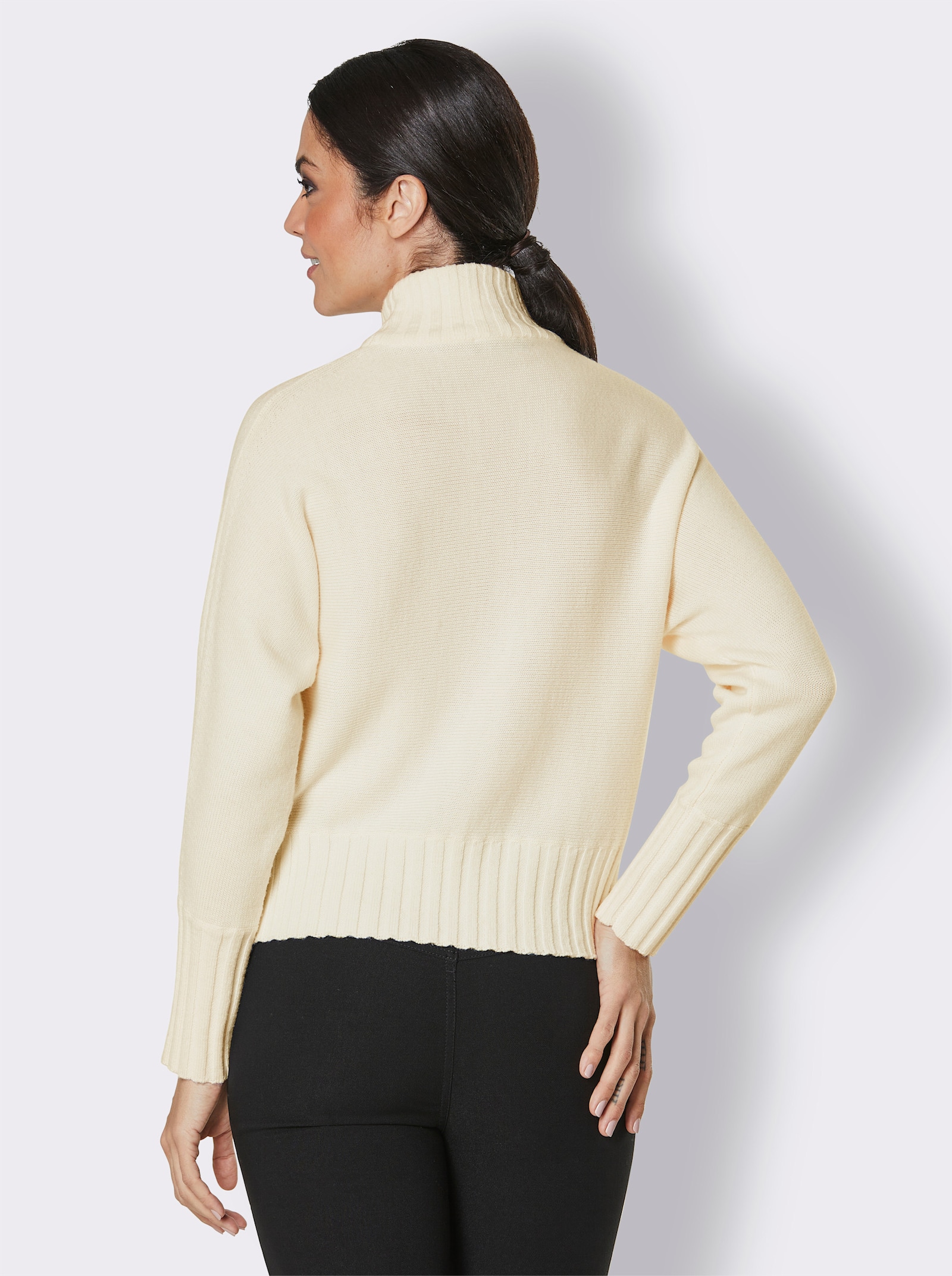 CREATION L PREMIUM Pull en laine à manches chauve-souris - écru