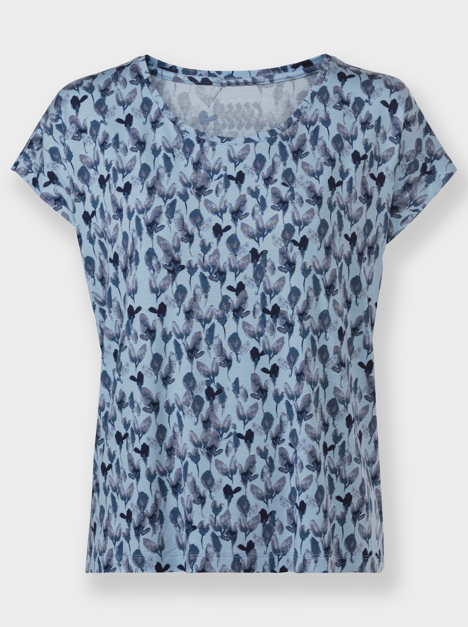  Print-Shirt mit Rundhals-Ausschnitt - hellblau-jeansblau-bedruckt