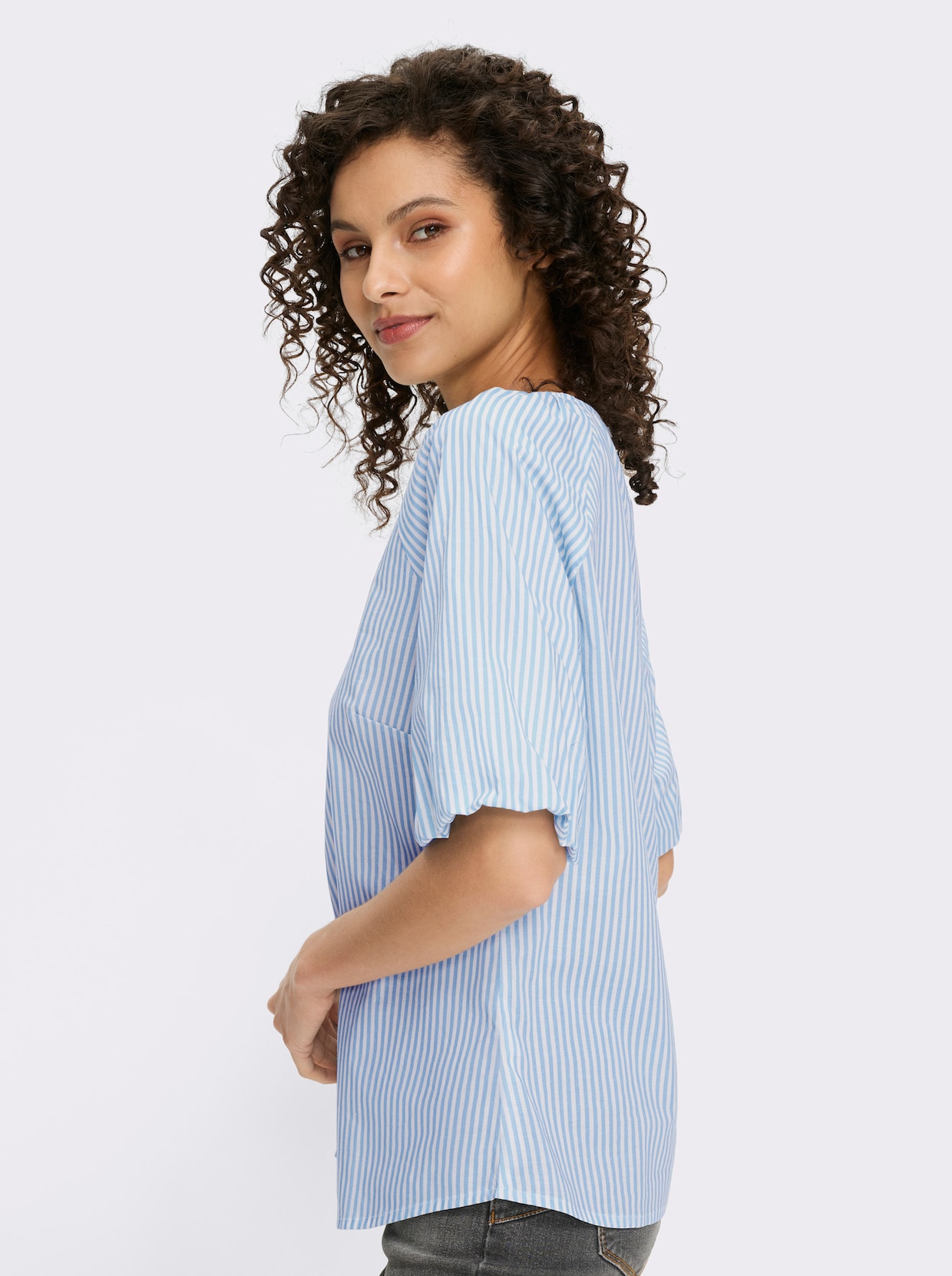heine Gestreifte Bluse - eisblau-ecru-gestreift