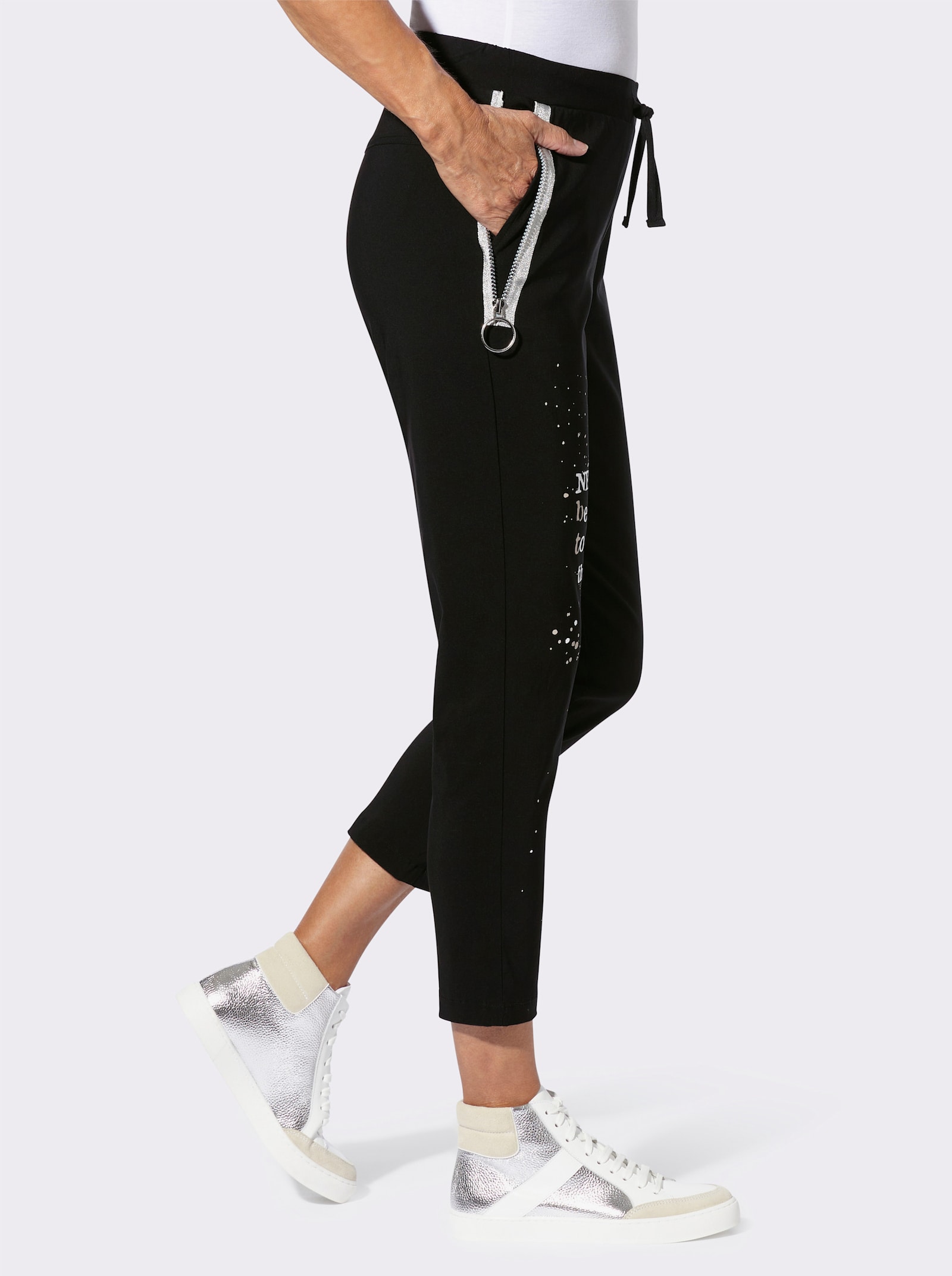 Hose in 7/8-Länge - schwarz-weiß-bedruckt