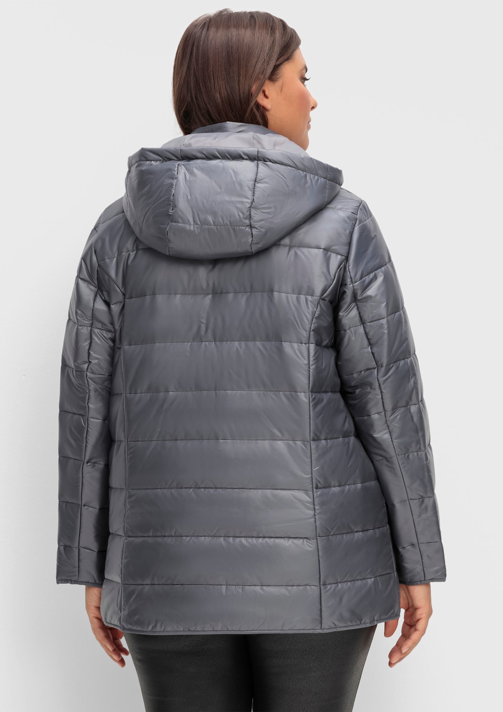 Steppjacke mit Kapuze, wärmend - grau