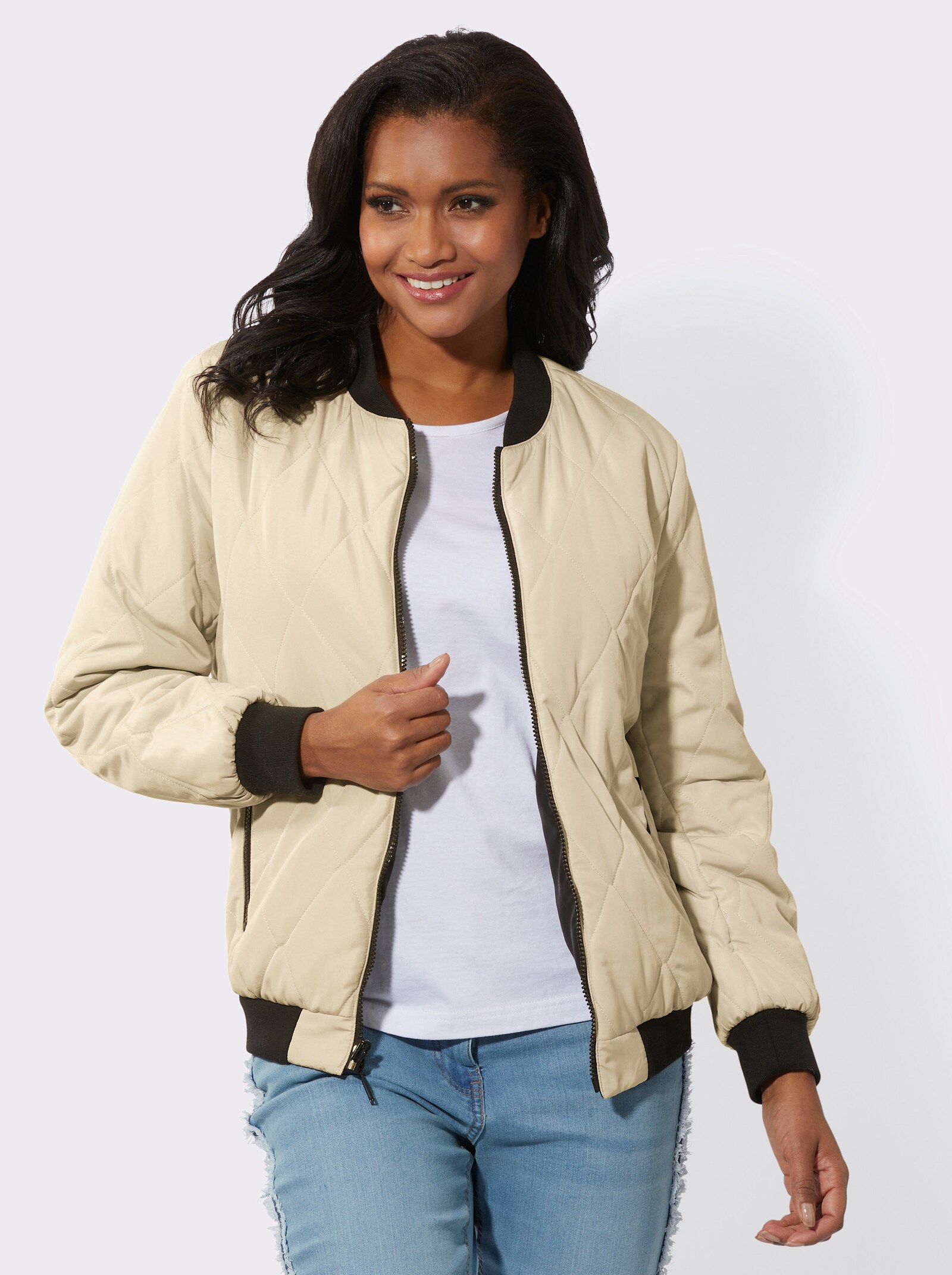 Wendejacke in Blouson-Form - sand-schwarz