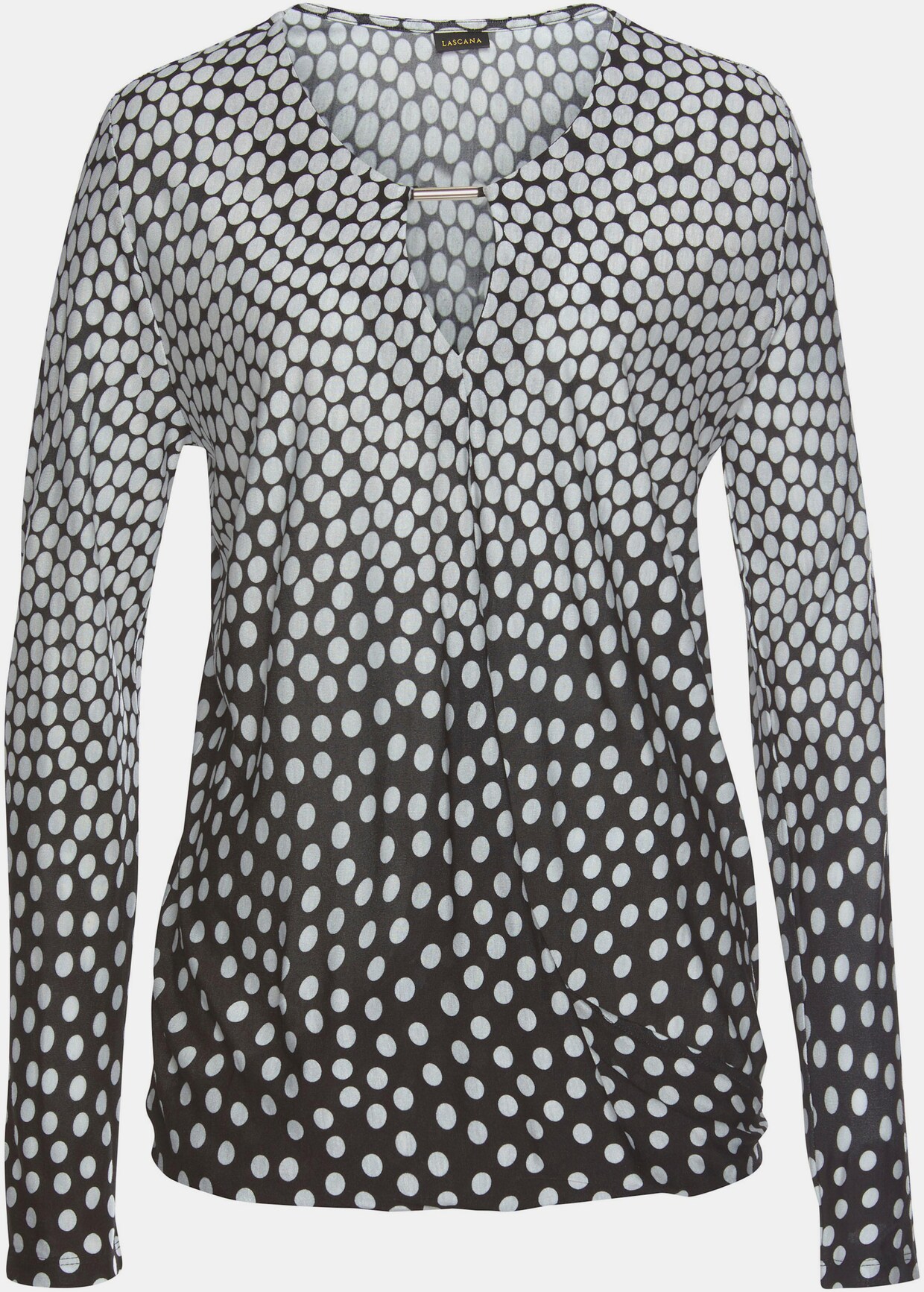 LASCANA Langarmshirt - schwarz-weiß-bedruckt