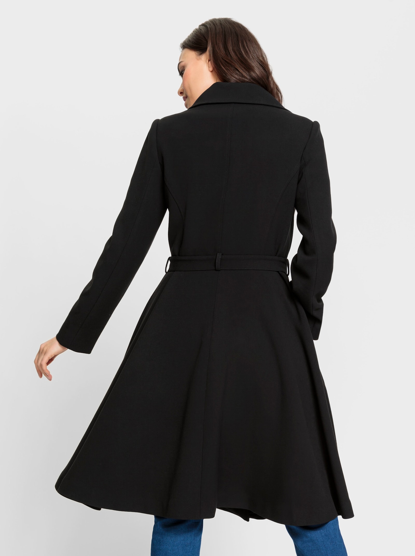 heine Wintermantel mit Gürtel - schwarz